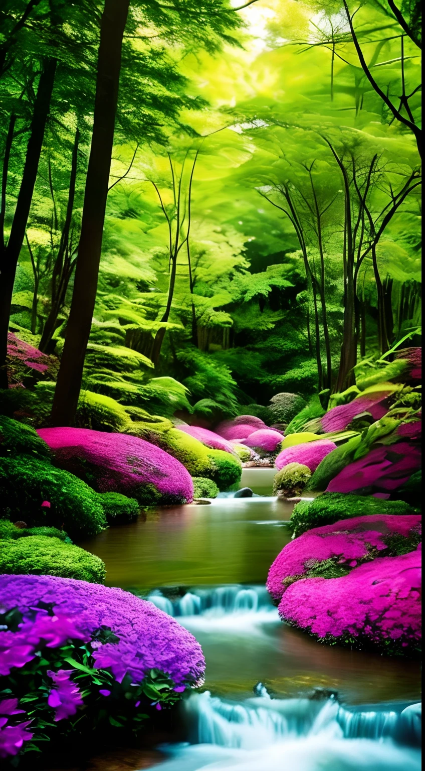 Floresta encantada, colorida, magic, fantasia, mystery