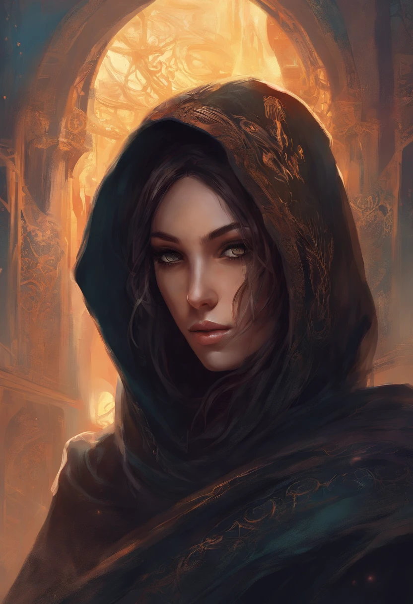 a close up of a person wearing a black hood and a black hoodie, face is wrapped in a black scarf, clothed in hooded, wearing a dark hood, cloaked woman assassin, black hood, detailed face of an arabic woman, wearing sci - fi cloak with hood, photograph of a techwear woman, cyberpunk anime girl in hoodie, wearing a hood, hood
