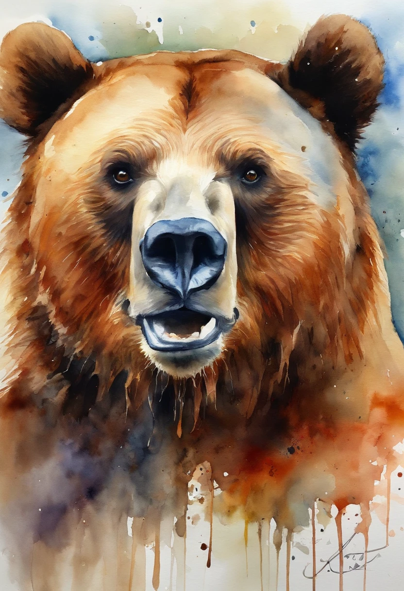 A BEAR masterpiece, alta qualidade, (Olhe para o espectador), 1 filhote, Menos detalhado,The color is monotonous,