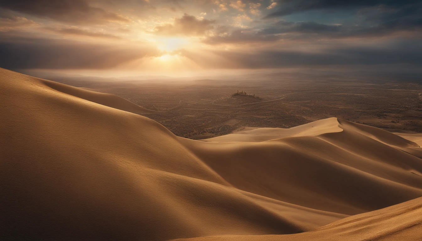 fullnude, japanaese girl, Sunset, sand dunes, A desert, Charming