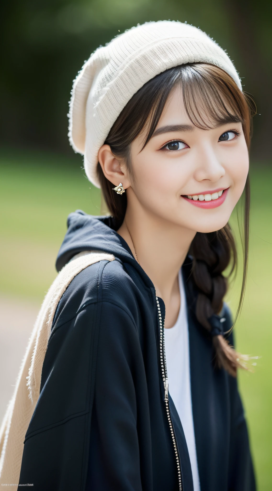 (((32K,very high res, high detailing, highly accurate,Masterpiece Girl 1))),Raw photo & realistic atmosphere,beautiful dark blue eyes,Detailed mouth,Glossy lips,Detailed eyebrows,Soft white skin that shines with every detail,,Eyes drawn in detail、Very beautiful eyes with azure eyes,Detailed lips、Very beautiful face,Very well-formed face、Lifelike face,shiny beautiful lips,Beautiful eyebrows,Infinite reality,Best design,(Insanely cute sober and modest Japan 18-year-old girl,,Toned body,Perfect Gal Leader Model,Beautifully shaped breasts,Very cute beautiful girl,Little Girl:1.5),Best Natural Makeup,Japanese ido,Korean Idols,Young sensual idol,Moist eyes,Dark beautiful eyes,Beautiful butt,beauty legs,,camel's foot,:1.3),超A high resolution、,Natural and realistic face,Back lighting,Pure eyes are too cute,(((photorealisim,Photograph the whole body))),,Reality Live Action,(simple earrings,Necklace Arm,Watches,Glossy nail art,Black and Green Nylon Zip Parka Camping Fashion,Blonde short hair braided,独奏,Lori,Smile faintly,full body Esbian:1.7),(Show full-body fashion,Genki15Year old schoolgirl,knit hat:1.8)