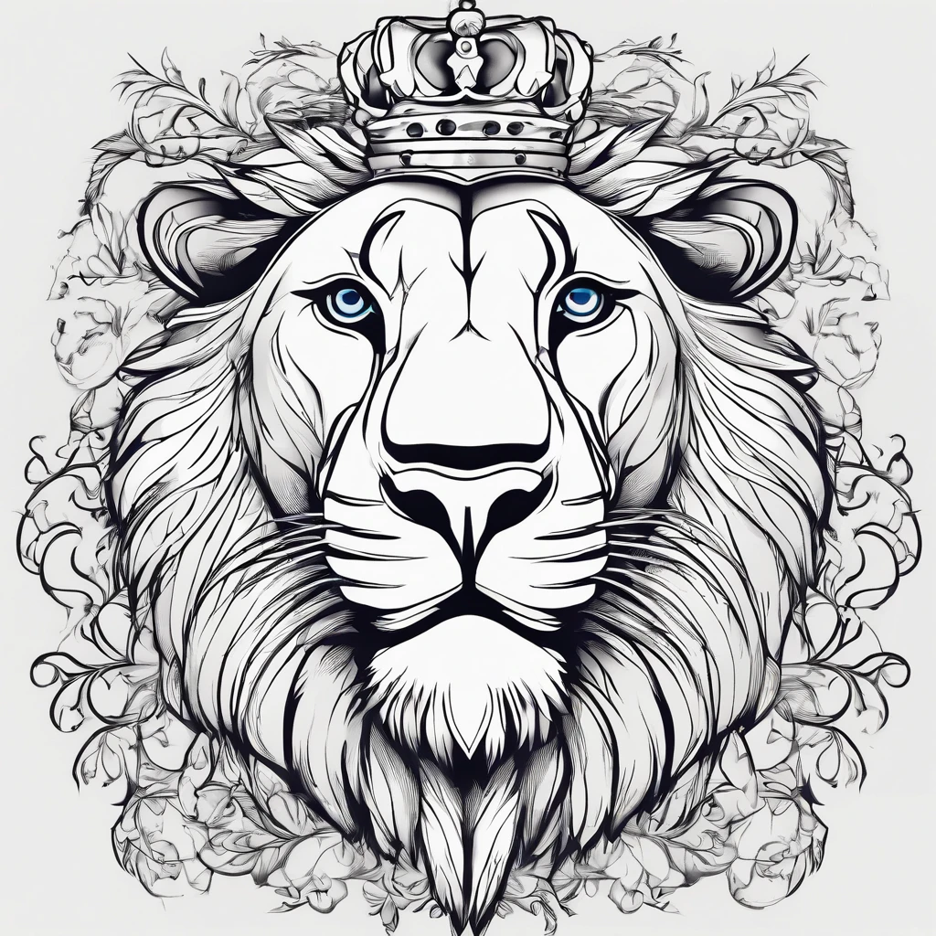 a black and white drawing of a lion with a crown of thorns on its head,blue eye, design de tatuagem realismo, desenho de tatuagem realismo, Realismo Tattoo Sketch, Directed by: Emiliano Di Cavalcanti, O Senhor e Salvador, ✏️🎨, Directed by: Bernardo Cavallino, Directed by: Jordan Grimmer, Directed by: Bernat Sanjuan, Directed by: Tony Sart, hyper - realistic tattoo sketch