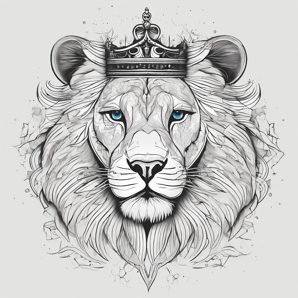 a black and white drawing of a lion with a crown of thorns on its head,blue eye, design de tatuagem realismo, desenho de tatuagem realismo, Realismo Tattoo Sketch, Directed by: Emiliano Di Cavalcanti, O Senhor e Salvador, ✏️🎨, Directed by: Bernardo Cavallino, Directed by: Jordan Grimmer, Directed by: Bernat Sanjuan, Directed by: Tony Sart, hyper - realistic tattoo sketch
