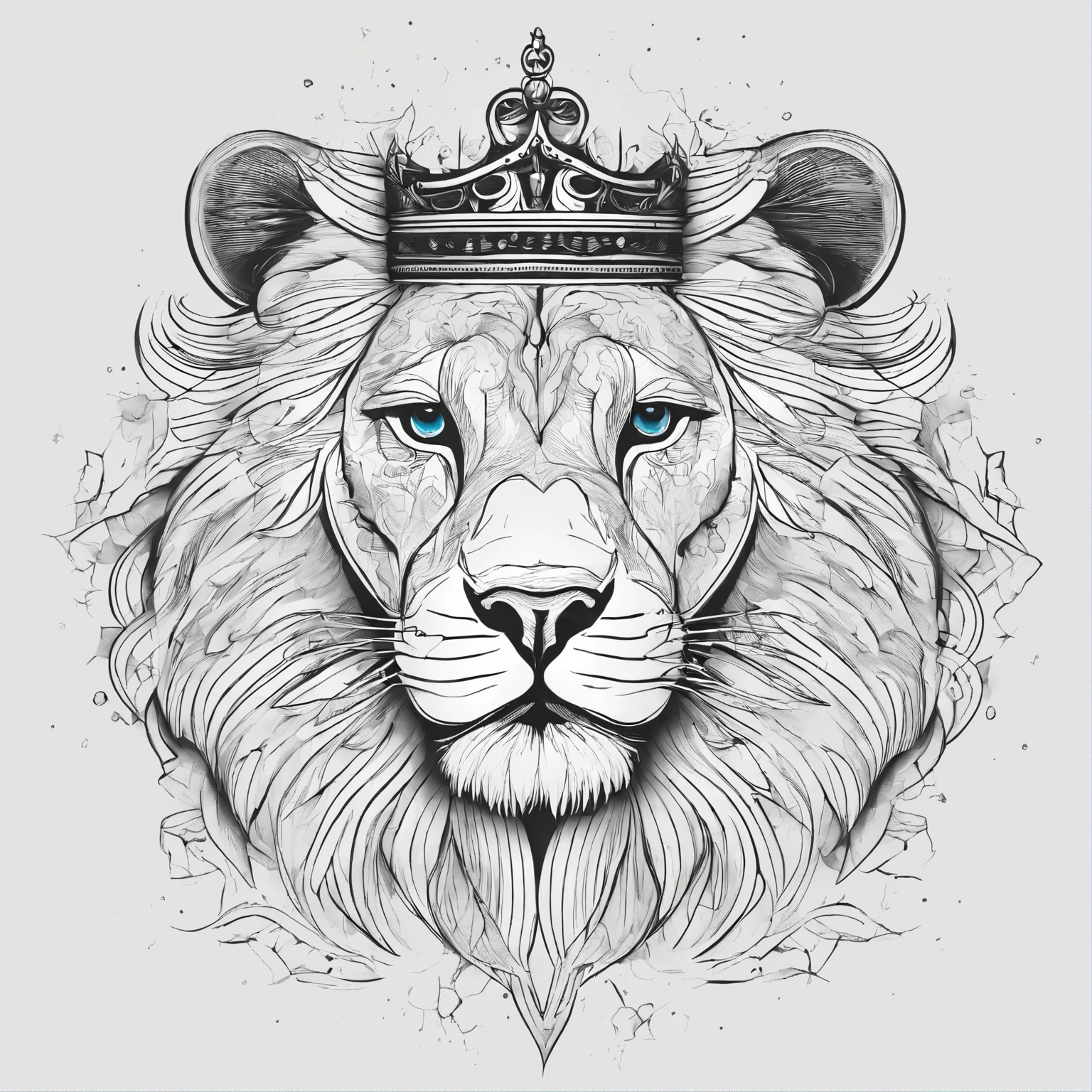 a black and white drawing of a lion with a crown of thorns on its head,blue eye, design de tatuagem realismo, desenho de tatuagem realismo, Realismo Tattoo Sketch, Directed by: Emiliano Di Cavalcanti, O Senhor e Salvador, ✏️🎨, Directed by: Bernardo Cavallino, Directed by: Jordan Grimmer, Directed by: Bernat Sanjuan, Directed by: Tony Sart, hyper - realistic tattoo sketch