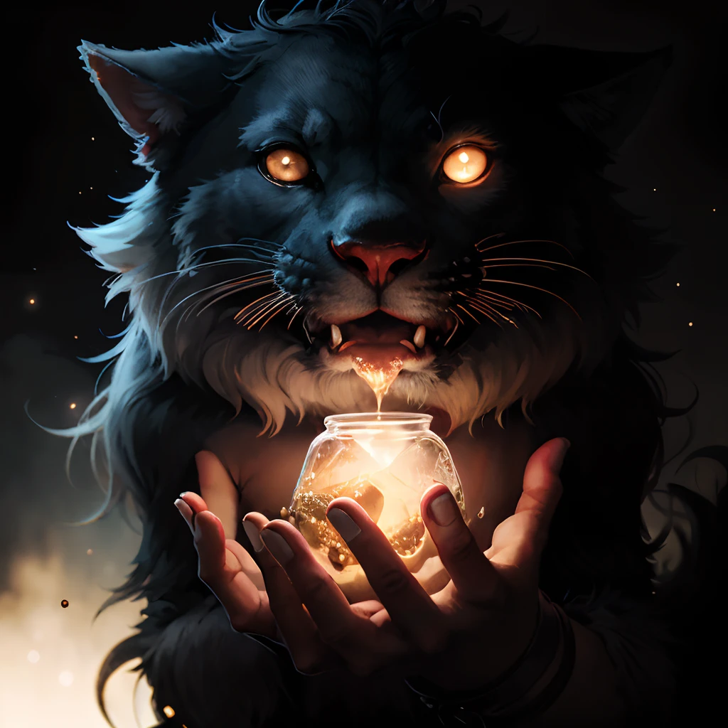 "Hairy hand isolated in darkness", evocando uma atmosfera misteriosa e assustadora.