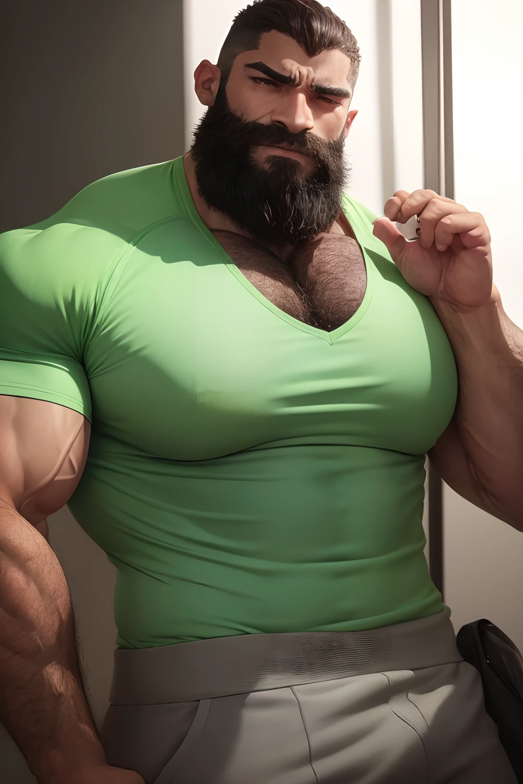 Pixar, Homem, 35 anos, gordo, cabelo preto, comprido, Green beard down to the belly