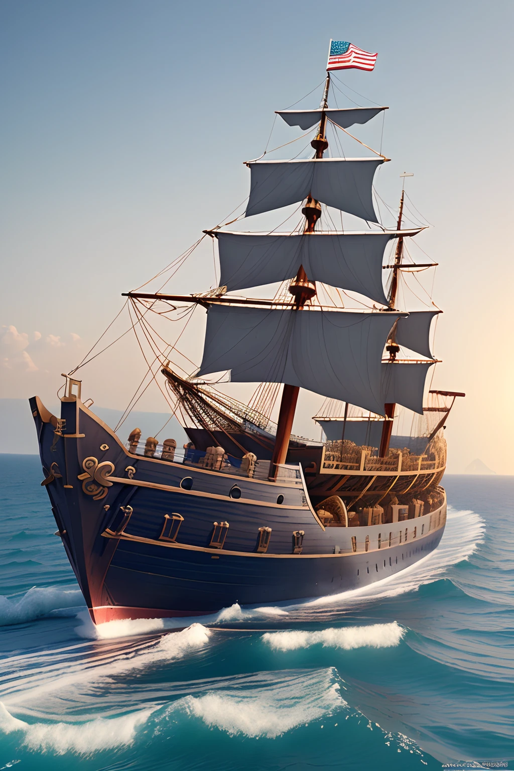 (cbzbb:1.25), medieval ship, bible, illustration, artstation, CGI_Animation,