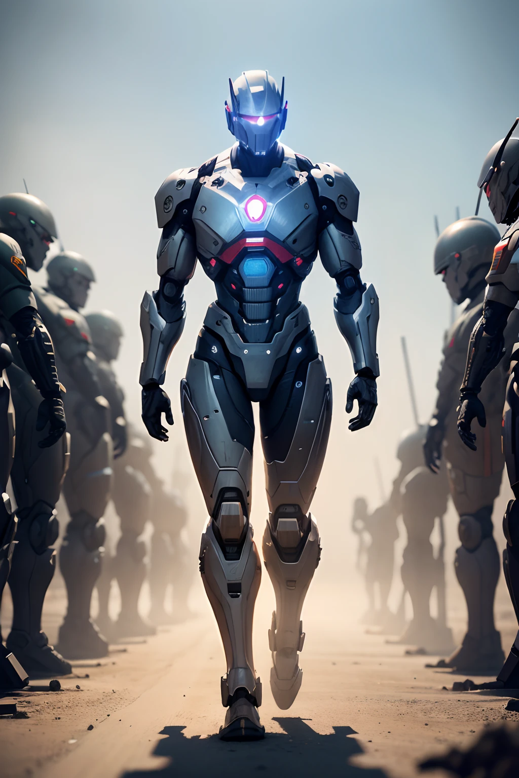 robot's army forces, war machine's, full body, 8k, cyborg soldiers