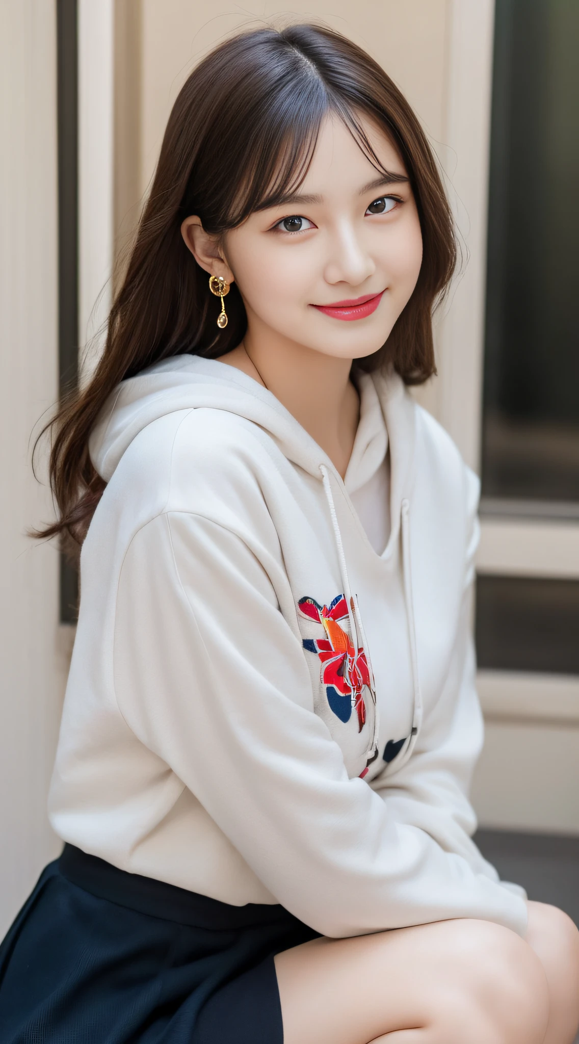 (((32K,very high res, high detailing, highly accurate,Masterpiece Girl 1))),Raw photo & realistic atmosphere,beautiful dark blue eyes,Detailed mouth,Glossy lips,Detailed eyebrows,Soft white skin that shines with every detail,,Eyes drawn in detail、Very beautiful eyes with azure eyes,Detailed lips、Very beautiful face,Very well-formed face、Lifelike face,shiny beautiful lips,Beautiful eyebrows,Infinite reality,Best design,(Insanely cute sober and modest Japan 18-year-old girl,,toned body,The perfect gal reader model,Beautifully shaped breasts,Very cute beautiful girl,Little Girl:1.5),Best Natural Makeup,Japanese ido,Korean Idols,Young sensual idol,Moist eyes,Dark beautiful eyes,Beautiful butt,beauty legs,,camel's foot,:1.3),超A high resolution、,Natural and realistic face,Back lighting,Pure eyes are too cute,(((photorealisim,Photograph the whole body))),,Reality Live Action,(simple earrings,Necklace Arm,Watches,Glossy nail art,Girlish clothes,Clothes with a design image of young people in bright colors in primary colors,Dress up your hoodie in a cool and cute way,Hats,beautiful skirt,Modest and beautiful fashionable fashion,espadrilles,Perm Shorthair,独奏,Lori Kool,Smile faintly,glares,full body Esbian:1.7),(Show full-body fashion:1.8)