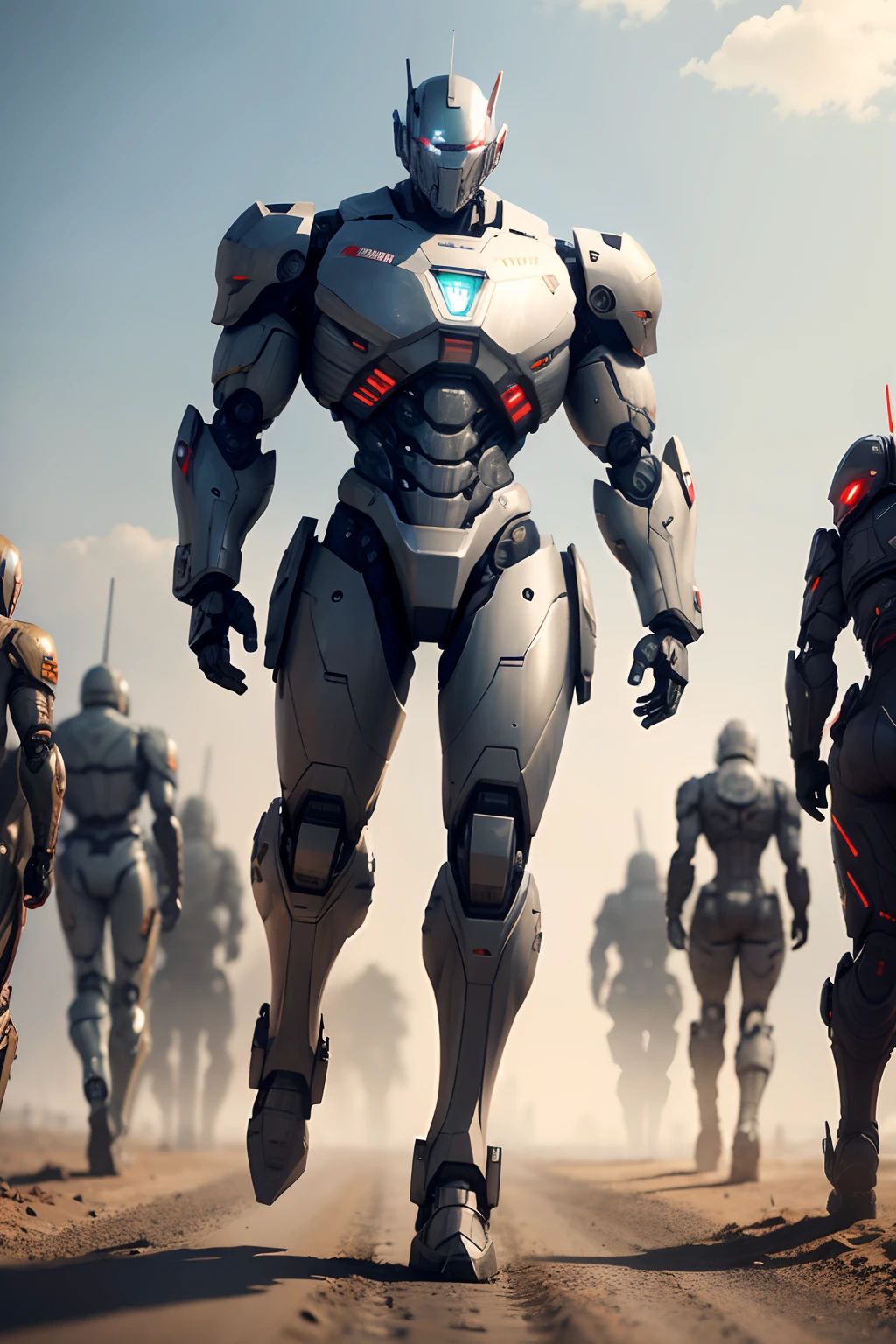robot's army forces, war machine's, full body, 8k, cyborg soldiers