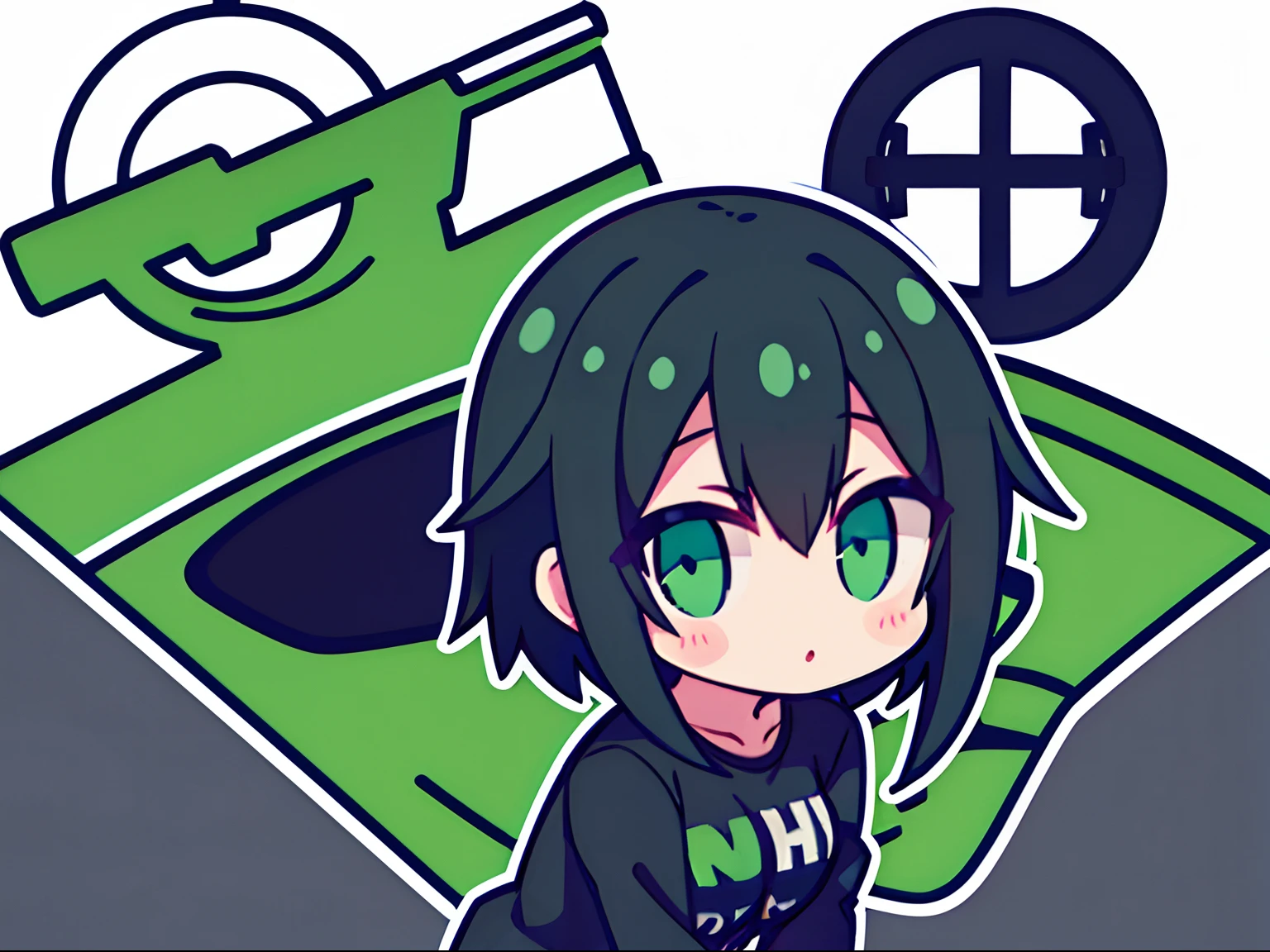logo for one with a girl with short greenish black hair for a car customization company called infortunio