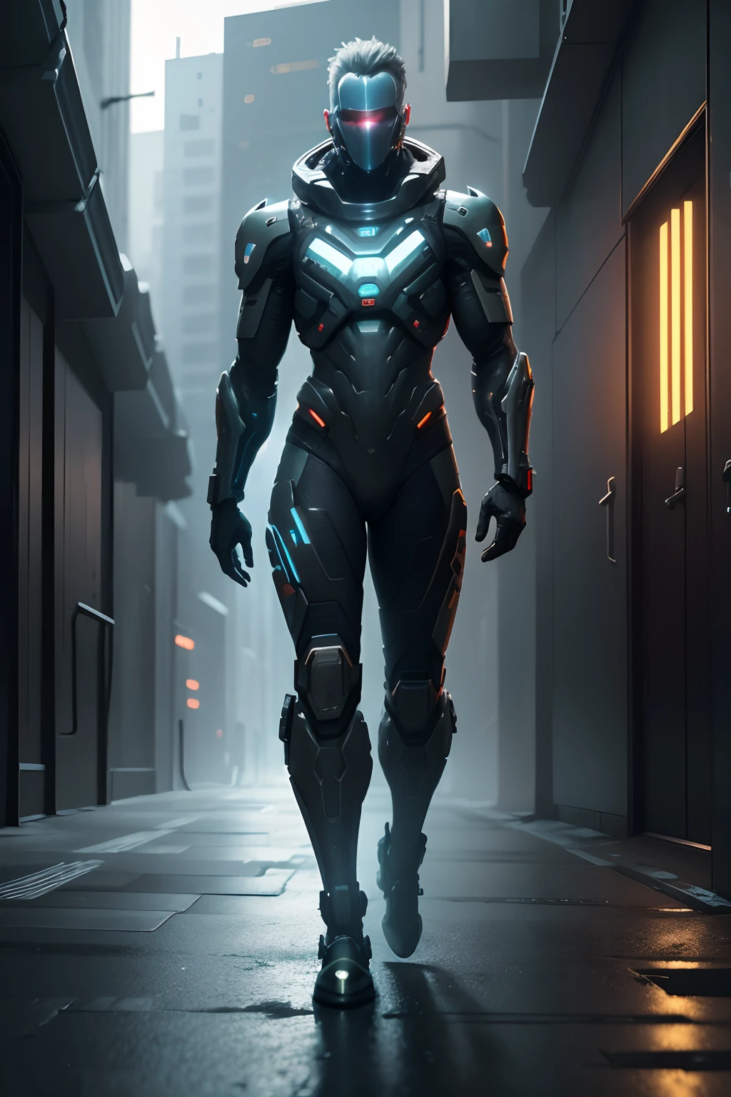 sci-fi cyber soldiers, cyberpunk, full body, 8k, cinematic, camouflaged color