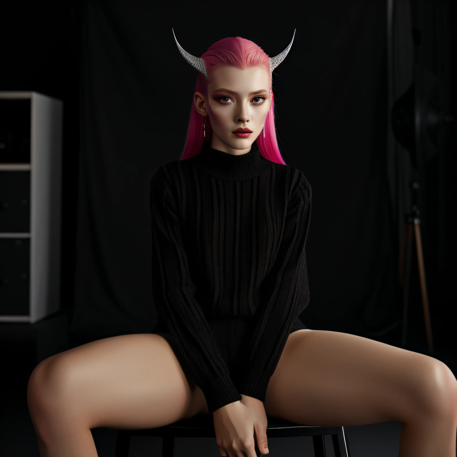 best quality,ultra-detailed,repaint clothes black,professional,vivid colors,portraits,studio lighting,sharp focus, repaint clothes black