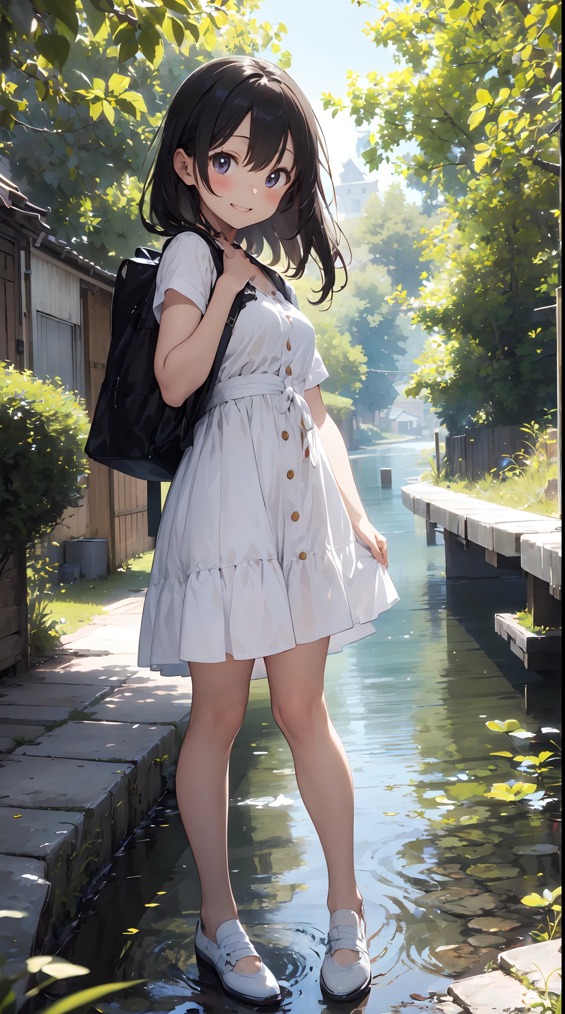 Background with: The center of the tin colony。 A stream flows in the distance、The silent scenery that you can hear。
人物: transparent girl。Hairstyle is bob、Hair color is black、Hair quality is wavy。
Facial expressions and eyes: Happy smiling face、Eyes are brown、Realistic and complex eyes。
garments: Pastel dress。White flat shoes。
Poses:While picking tin flowers、Walking forward。
effect: The focus is on the girl and the tin plucked。
styles: Real Taste
Special elements:hightquality、Inner peace、masterwork、Real Stick、「The Coming of Happiness」Motifs of