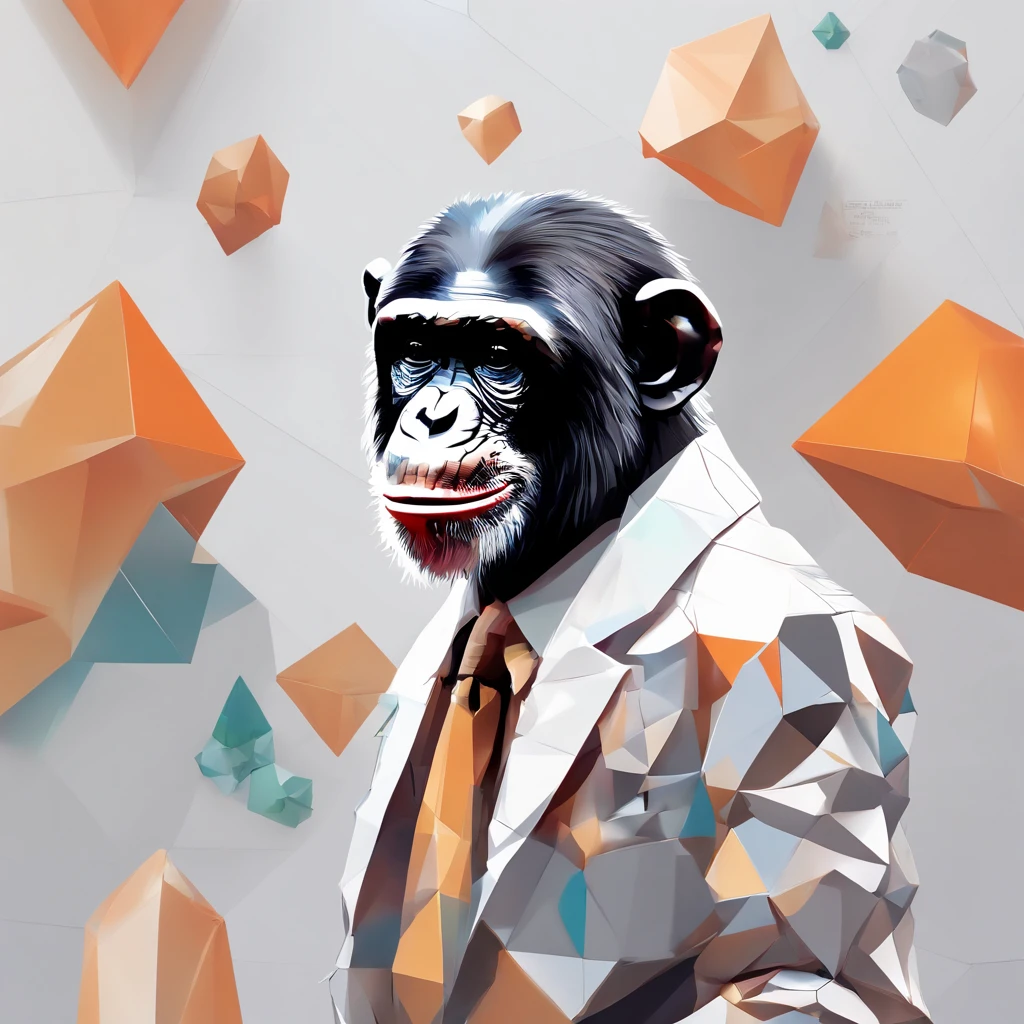 Perfect alignment, Cute little chimpanzee, Wearing a jacket，crystal vases，Rose flower, Wearing sunglasses, cheerfulness, Standing position, Abstract beauty, Centered, Looking at the camera, Facing the camera, nearing perfection, Dynamic, Highly detailed, smooth, Sharp focus, 8K, high definition resolution, illustration, Art by Carne Griffiths and Wadim Kashin, White background