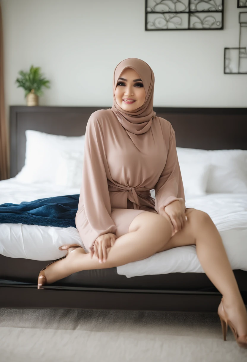 Huge boobs , big boobs , face like siti nurhaliza , siti nurhaliza , wearing hijab , hijab , in the bedroom, lying on bed , ahegao , topless , not wearing clothes, nipple, showing boobs , big boobs, holding boobs, Sexy ahegao face, sticking tongue out , crossed eyes , siti nurhaliza face, eyes crossed, big boobs holding , paizuri ,  , titjob