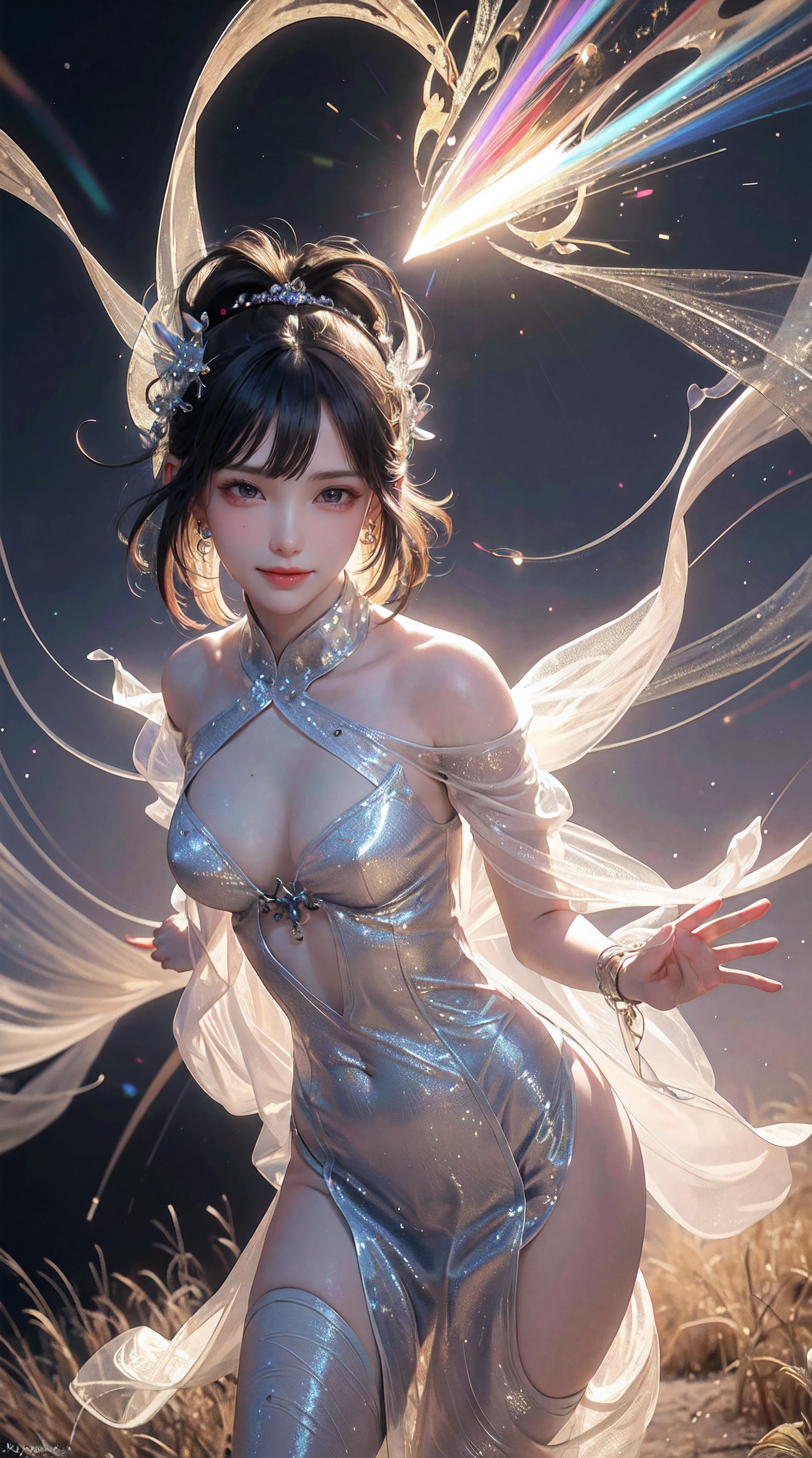 (best quality,4k,8k,highres,masterpiece:1.2),ultra-detailed,(realistic,photorealistic,photo-realistic:1.37),beautiful and aesthetic,1girl,solo,extremely detailed,fractal art,colorful,highest detailed,illustration,sharp focus,vibrant colors,ethereal,flowing lines,mesmerizing patterns,organic shapes,breath-taking composition,explosive vibrancy,luminous hues,striking visual impact,wisps of light,dynamic movement,delicate textures,emotional expression,transcendent beauty,surreal atmosphere,divine aura,otherworldly essence,perfect balance,dreamlike state,splendor of nature,mysterious energy,intricate details,harmony of colors,spellbinding visual journey,ethereal presence,pure elegance,unforgettable masterpiece