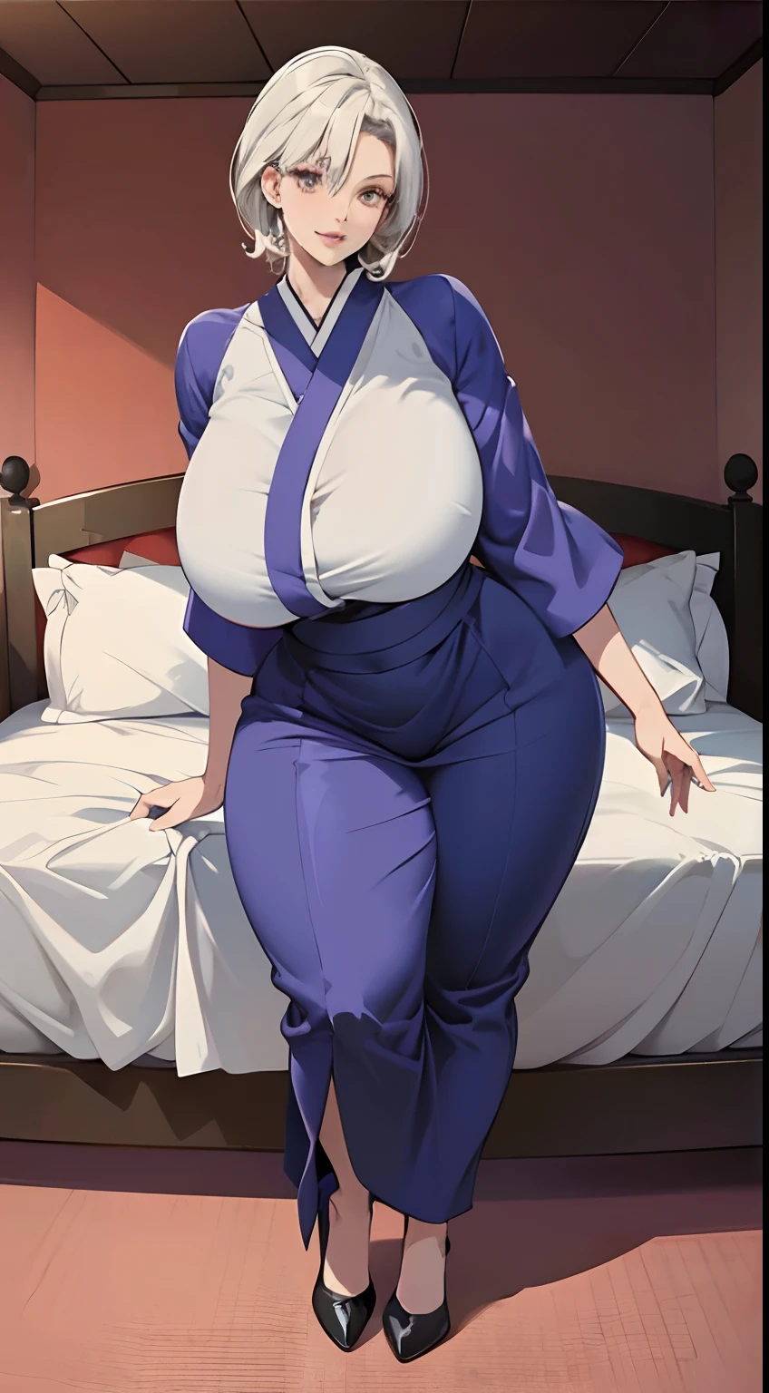 japanese mature, (A woman), 30 years old, (Wrinkles at the corners of the eyes:1.2), There are a few spots,Medium breasts, A MILF, carismatic, Top 1 sexy, Chromo-white skin, view the viewer、ultra huge breasts、Professional attire seduction、ssmile、in a bedroom、Pear-shaped buttocks,Long legs,Perfect tall figure,The shoes are beautiful,Something in hand, Best quality, 8k, Masterpiece, realistic, photorealistic, (gigantic breasts:1.2)