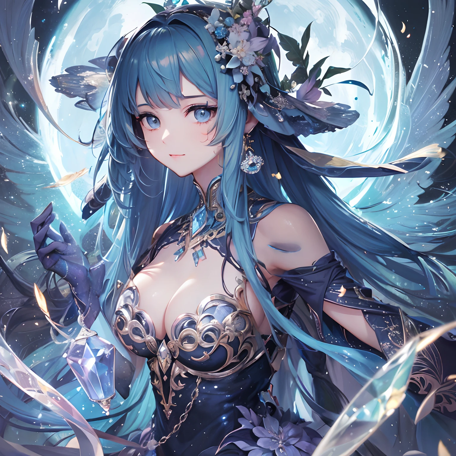 Light blue long hair