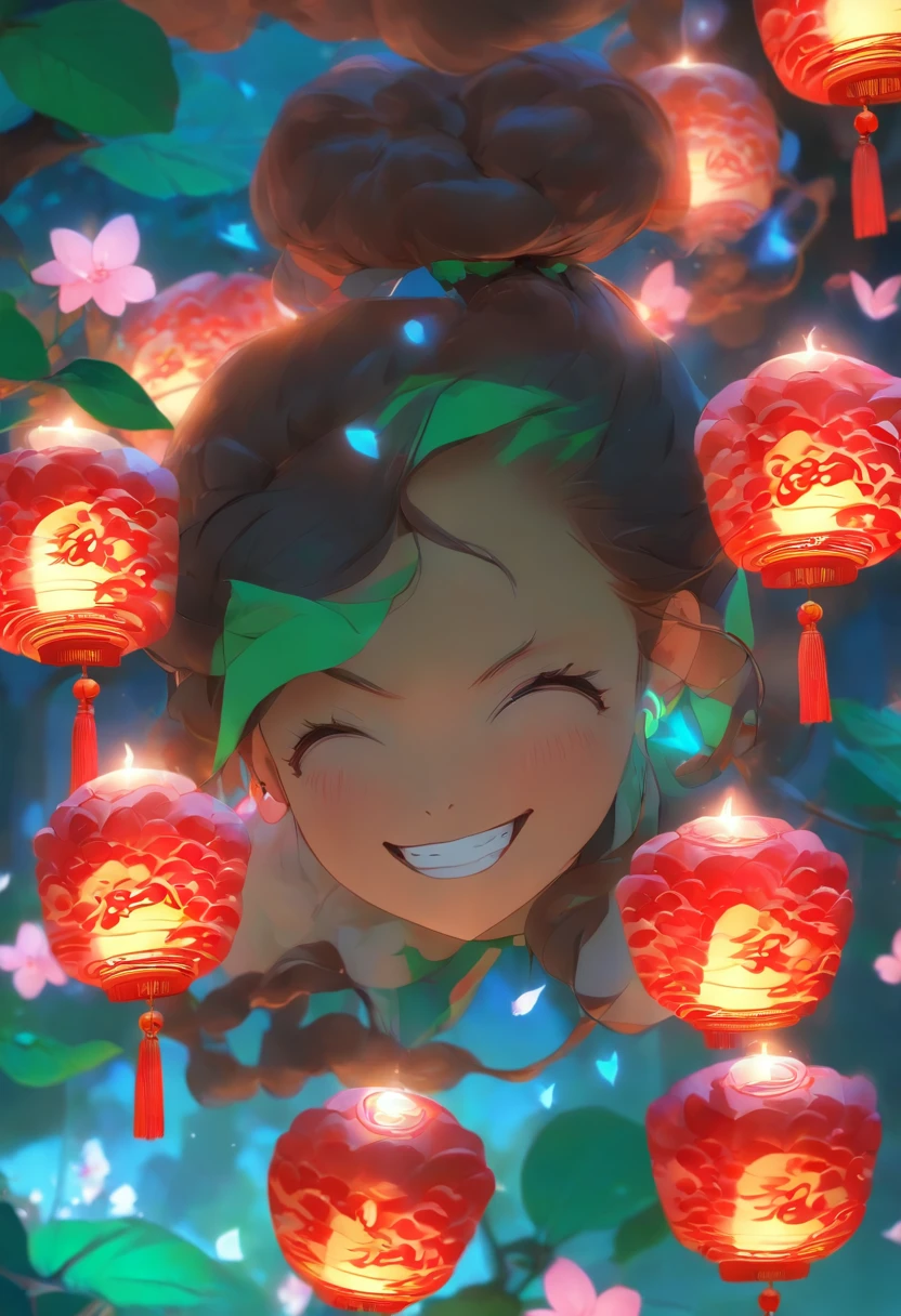 Masterpiece, Best quality, Night, full moon, Mid-Autumn Festival,1 cooked woman eats mooncakes, Chinese style, Ancient China, Imperial sister, Smile, Dark brown hair, Dark hair, Princess cut, Fried dough twisted braids, Coiled hair, Double ball head, Light pink lips, calm, Intellectual, mid hair, Green eyes, Hairpin, hydrangea, Fine face, facial closeups, Close-up of the hand, Clothes in red
