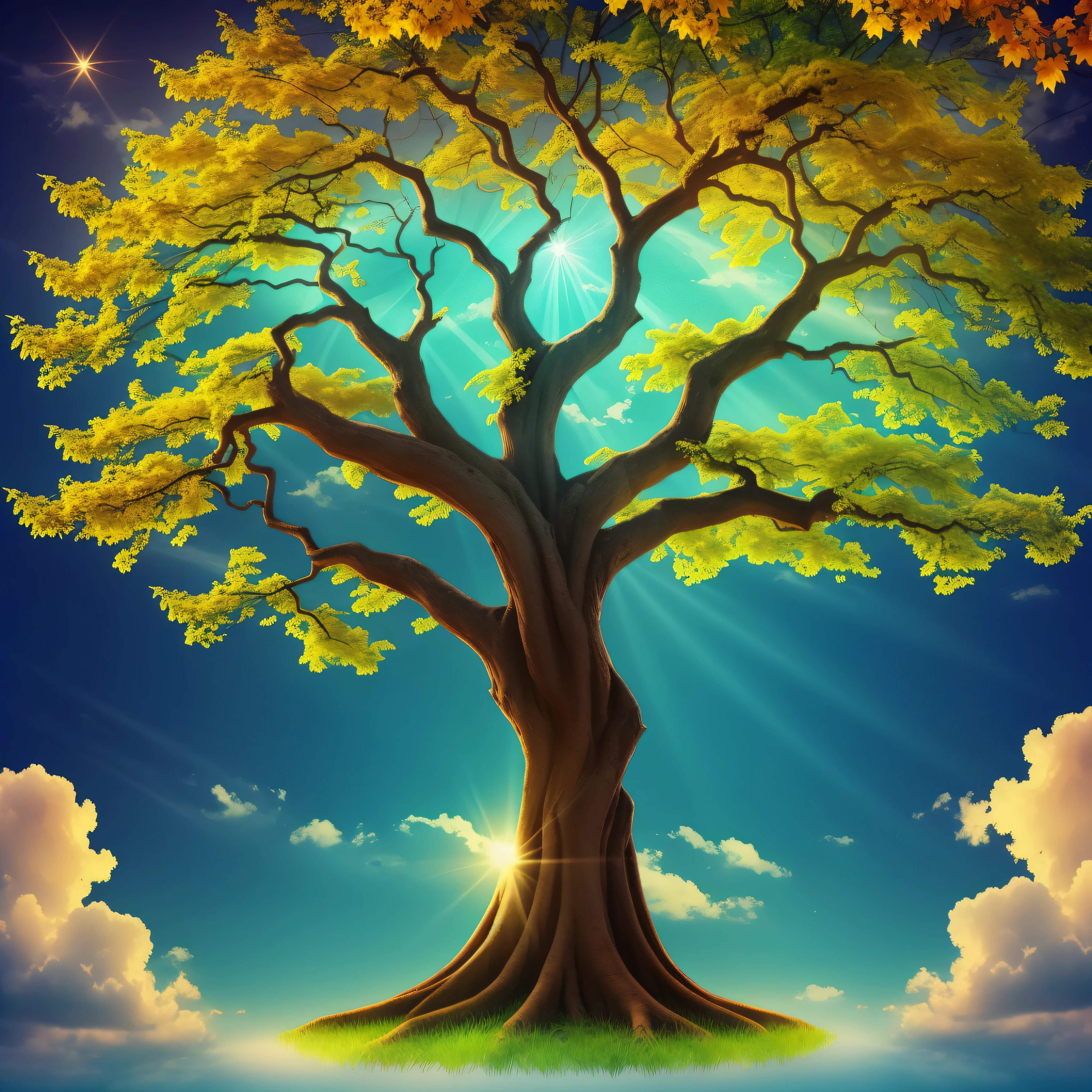Hope in the Midst of Depression, Theme: The Promise of Divine Consolation: Hope in the Midst of Depression, Theme: The Promise of Divine Consolation, "Create an inspiring cover image for the course 'How to Defeat Depression.' The image should convey hope, renewal, and victory over depression. Include a leafy tree with deep roots and vibrant branches, representing growth and stability. Add a serene sky, rays of sunshine, soothing colors and the words 'How to Defeat Depression' in an elegant and readable font. The image should convey confidence, determination and optimism. the image should have the protion of 16:9"