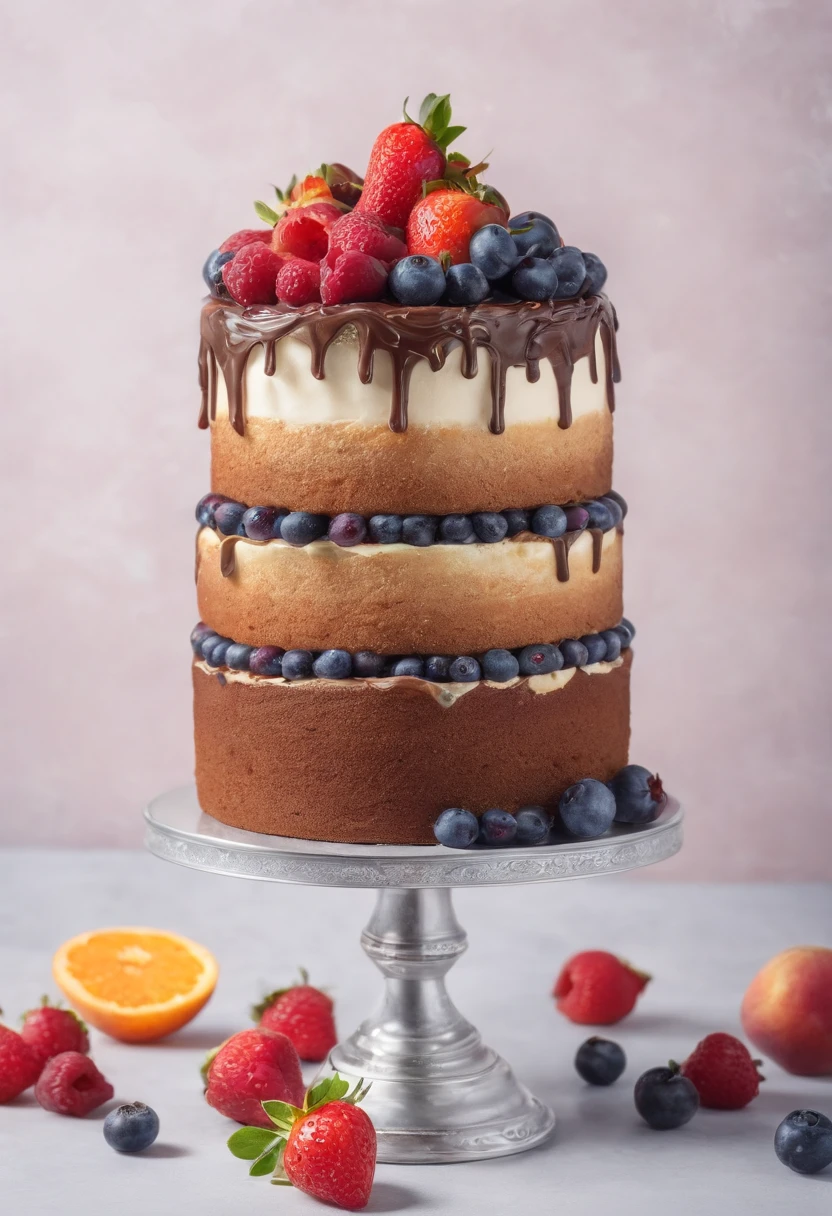 a delicious cake, cinematic, professional photography, studio lighting, studio background, advertising photography, intricate details, hyper-detailed, ultra realistic, 8K UHD