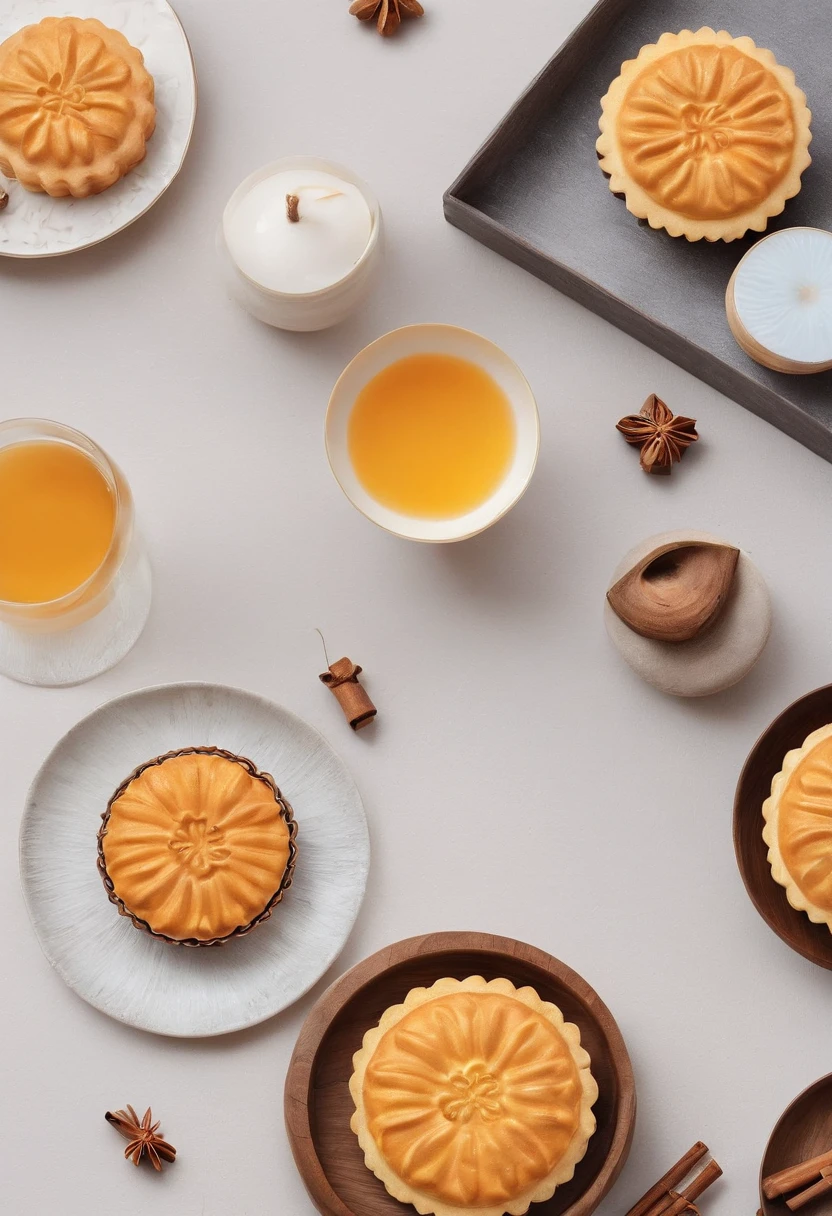 themoon,(Nut mooncakes、Egg yolk mooncakes、Ham mooncakes、South wind mooncakes),edgBunny,A strong Mid-Autumn Festival festive atmosphere,extremely detailed face and skin,Heartwarming scene,perfect detail