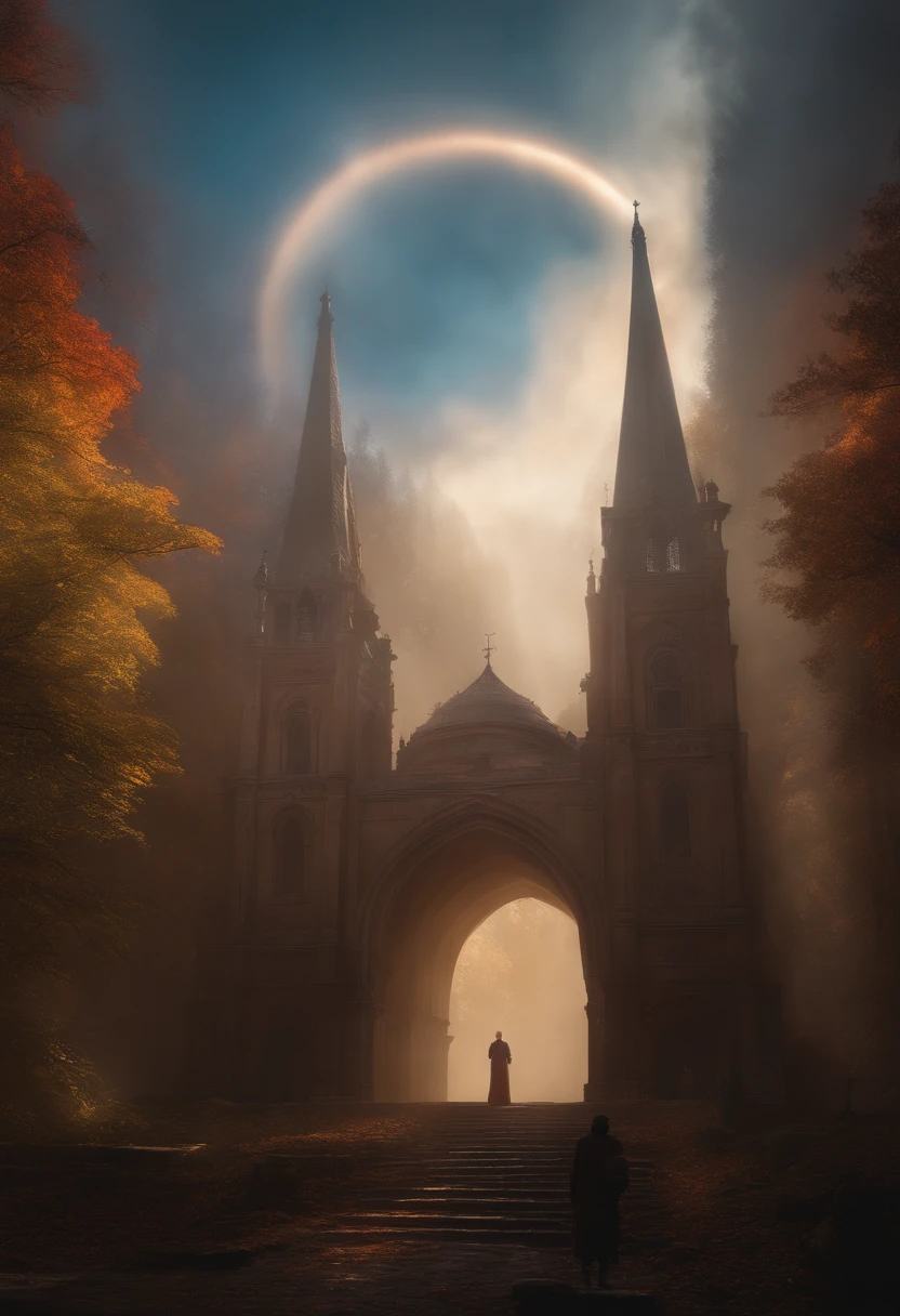 in the style of in the style of volumetric fog, god rays, high contrast, vibrant colors, vivid colors, high saturation, by Greg Rutkowski and Jesper Ejsing and Raymond Swanland and alena aenami, featured on artstation, wide angle, portrait orientation, in a style of GOTHIC