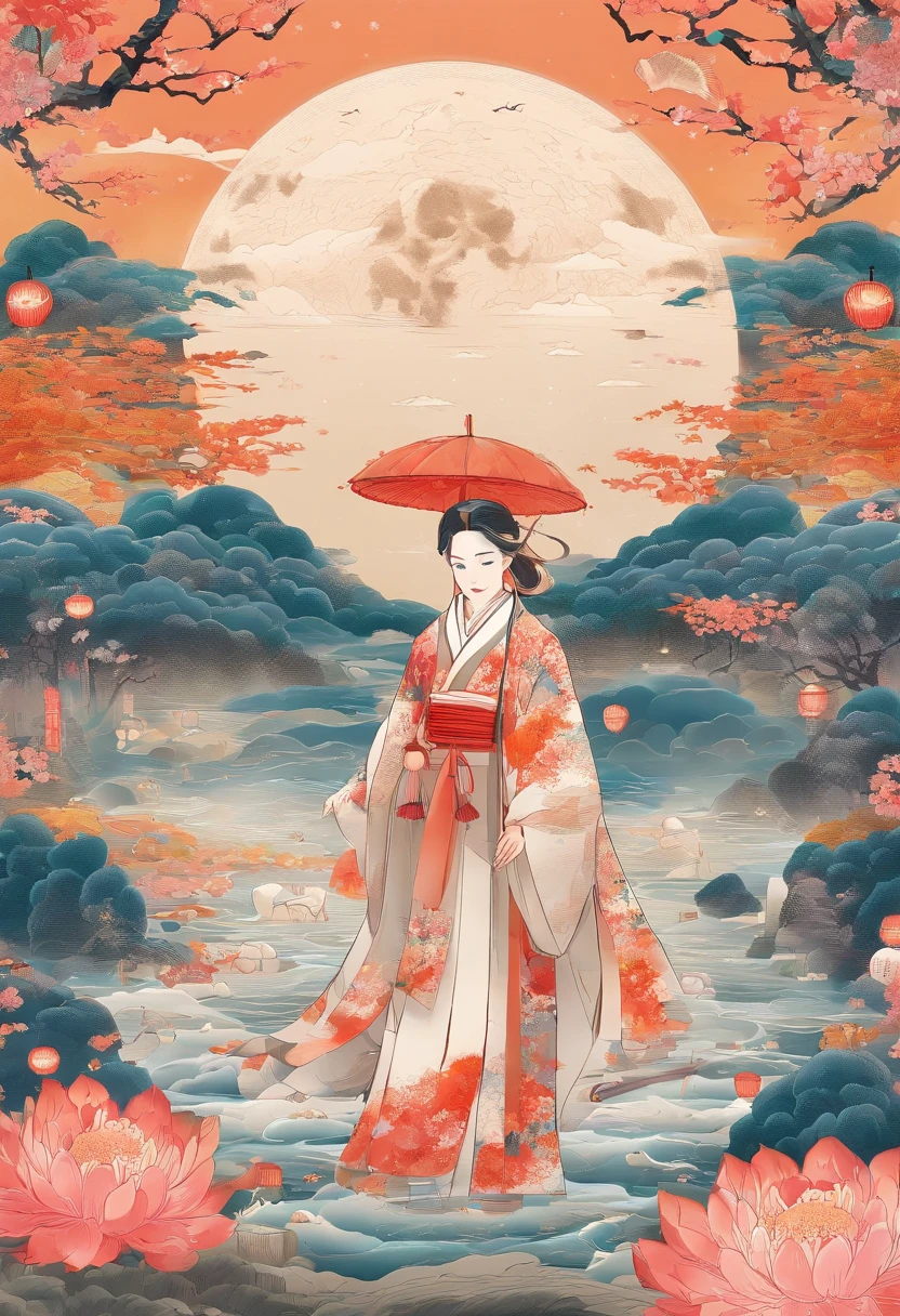 themoon，（Nut mooncakes、Egg yolk mooncakes、Ham mooncakes、South wind mooncakes），edgBunny，A strong Mid-Autumn Festival festive atmosphere，extremely detailed face and skin，Heartwarming scene，perfect  detail