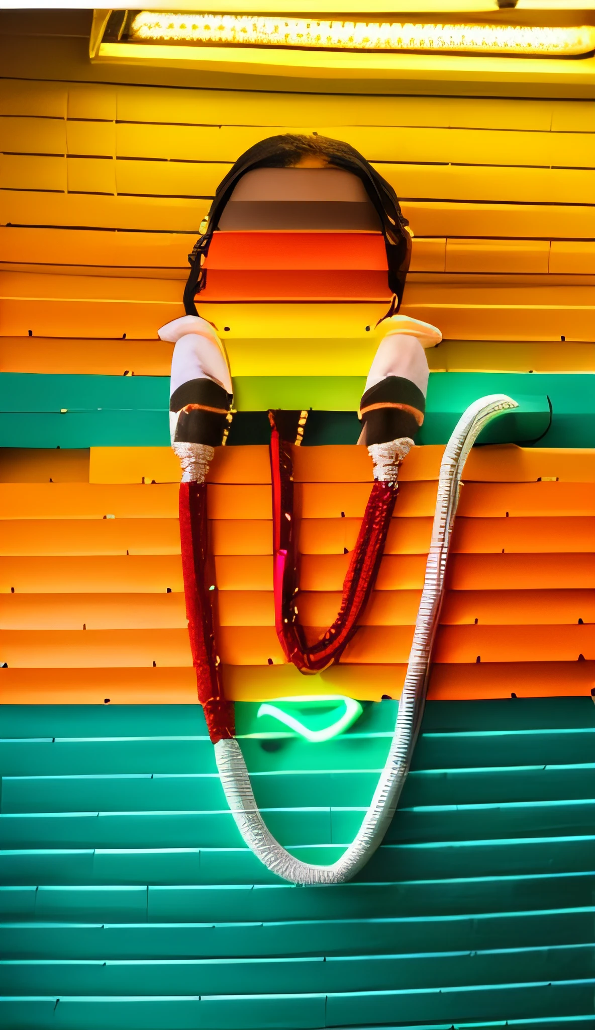 Indian male model, ager, brunette, curly hair, white jacket with neon details
