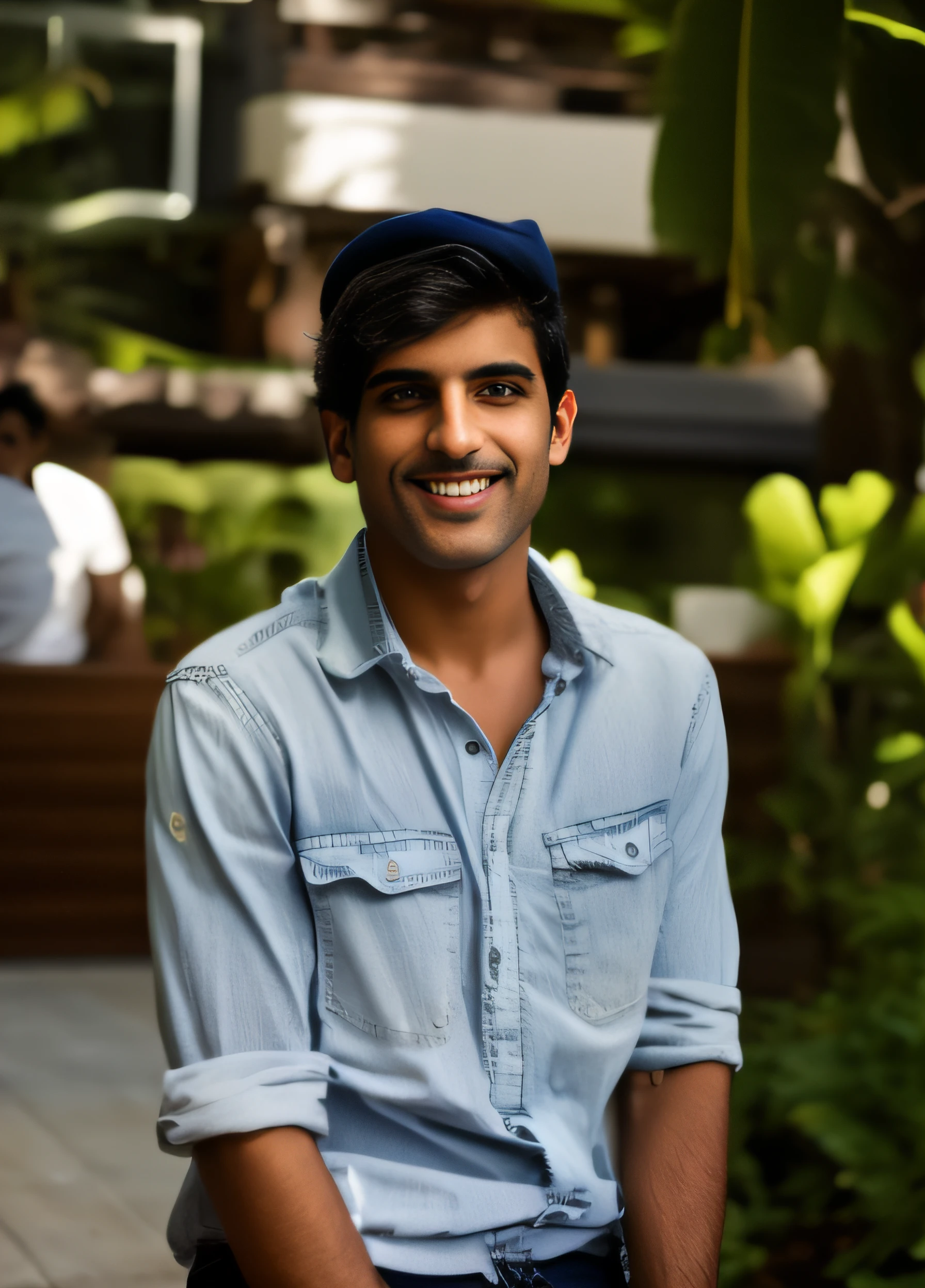 Indian male model in a hat and shirt sitting on a skateboard, jay bauman, nicholas kalmakoff, mrbeast, stephen bauman, headshot profile picture, profile picture, profile pic, josh grover, matthew stewart, nick drnaso, raphael personnaz, photo portrait, jeremy elbertson, rob janoff, high quality portrait