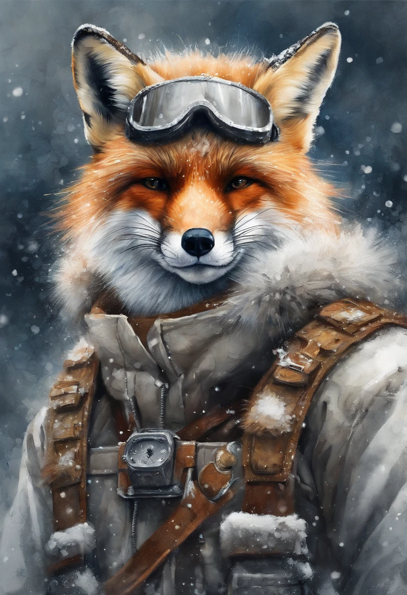 maximum quality, Dramatic lighting, menacing pose, fierce expression, epic atmosphere, (((fox head shaped helmet))), (((full body shot))),a fox made out of metal, cyborg, cyberpunk style, clockwork, ((intricate details)), hdr, ((intricate details, hyperdetailed)), incandescent lamps, cinematic shot, vignette, bokeh effect beckground, (canines), (full body shot), arctic fox, winter