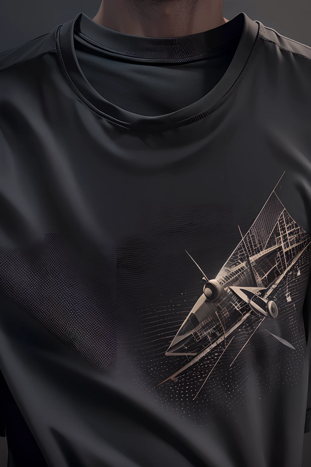 close up t-shirt mock-up wearing plane charcoal black t-shirt