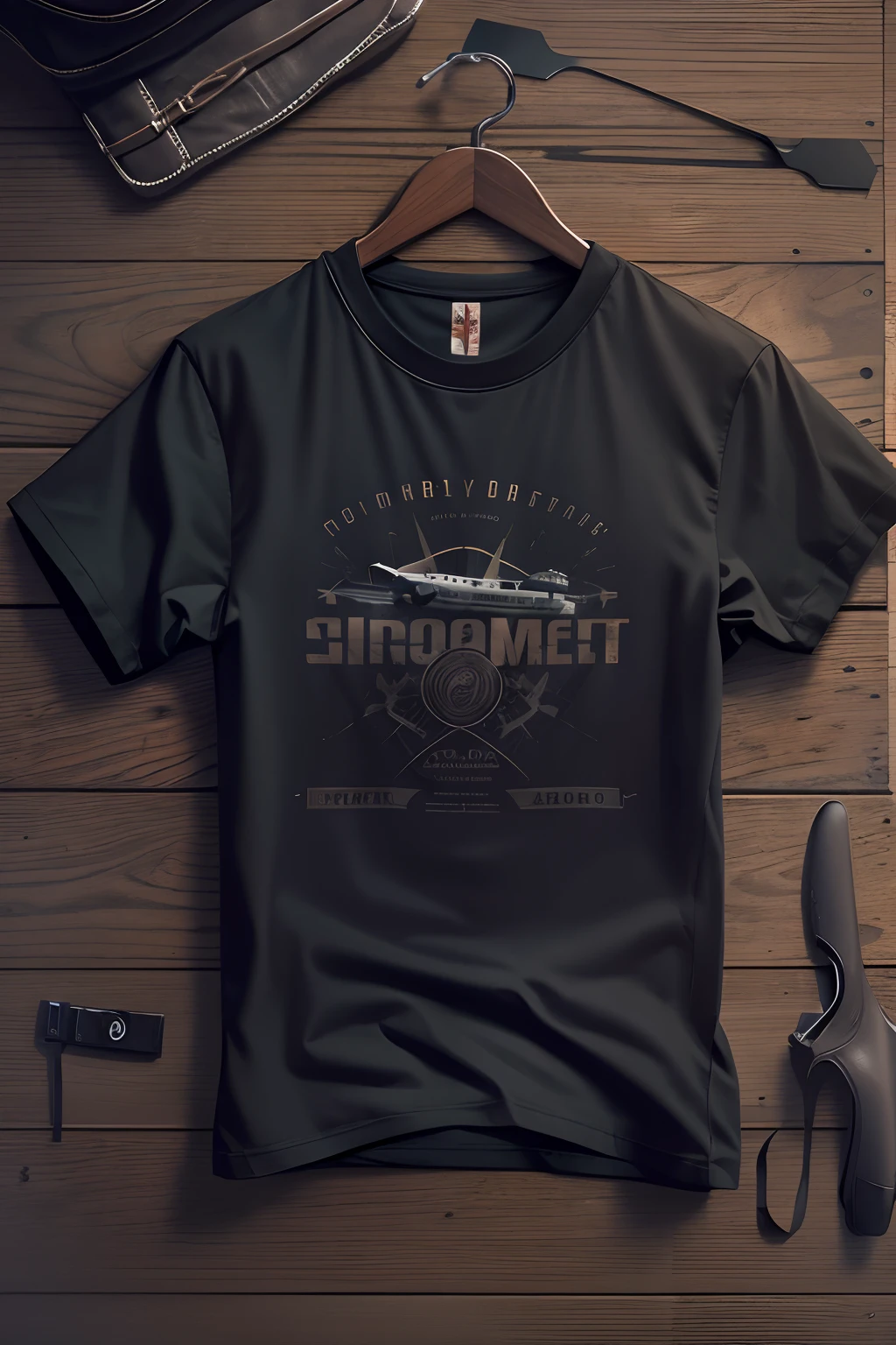 close up t-shirt mock-up wearing plane charcoal black t-shirt
