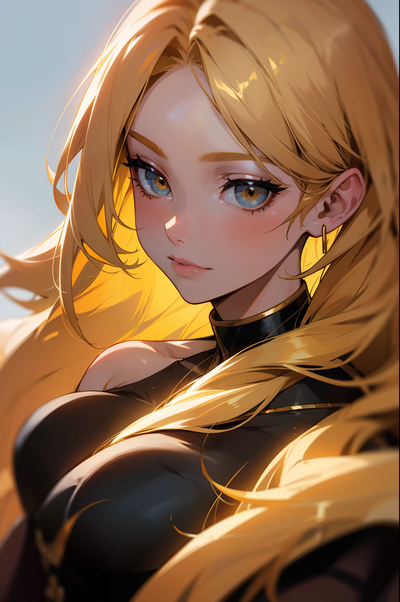 blonde hair, hair blonde grande,black cloack, black may, black cloack, black may, black cloack grande, grande black cloack, (best qualityer,ultra detali,photorrealistic:1.37),bright and vibrant colors,studio lighting,Playful expression,stylish make up,long blonde hair flowing in the wind,Eyes seductive,Glossy lips,pose sexy, x-men, 2099, smiling confidently and seductively,Posing for a professional photo shoot,Shallow depth of field,highlighting the main topic,soft natural lighting,Creating a dreamy and magical atmosphere.black cloack, black may, black cloack, black may, black cloack grande, grande black cloack, black may, black bikini, blonde hair, hair blonde