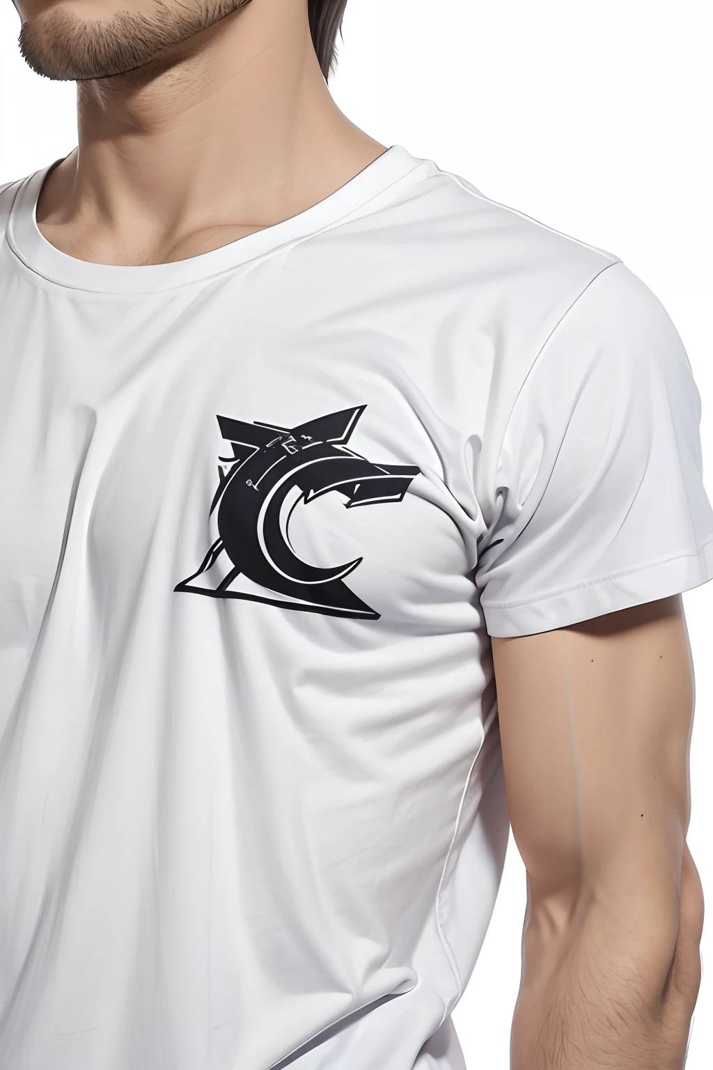 close up t-shirt mock-up wearing plane white t-shirt