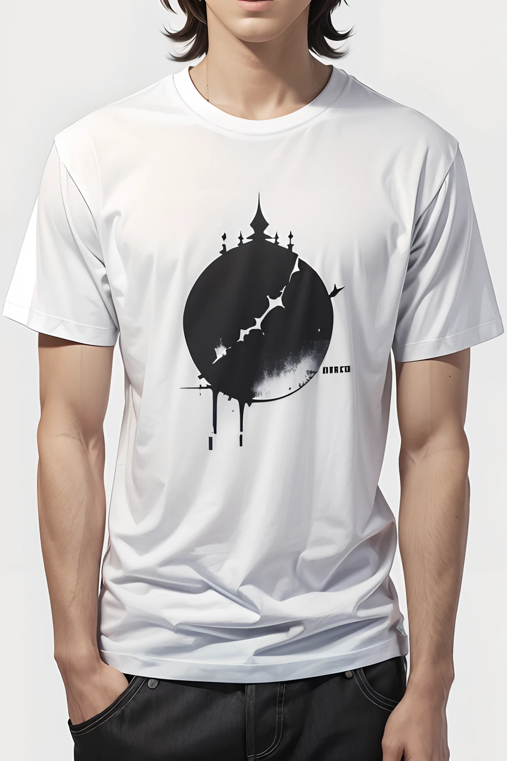 close up t-shirt mock-up wearing white t-shirt