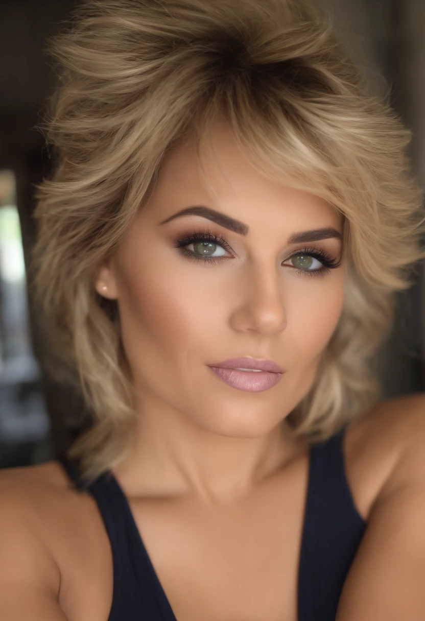 latino mature woman with matching tank top and panties, fille sexy aux yeux bleus, , cheveux blonds et grands yeux, selfie of a young woman, Les yeux dans le club Violet Myers, ohne Maquillage, maquillage naturel, Look directly into the camera, Visage avec Artgram, dezentes Maquillage, Superbe photo du corps entier, dans la chambre, Fission, a sexy body figure, (medium breasts:1.3), perfect hands, detailed fingers, beautiful detailed eyes, perfect eyes, seductive eyes, green eyes, brown hair with blonde streaks, bob hair cut,