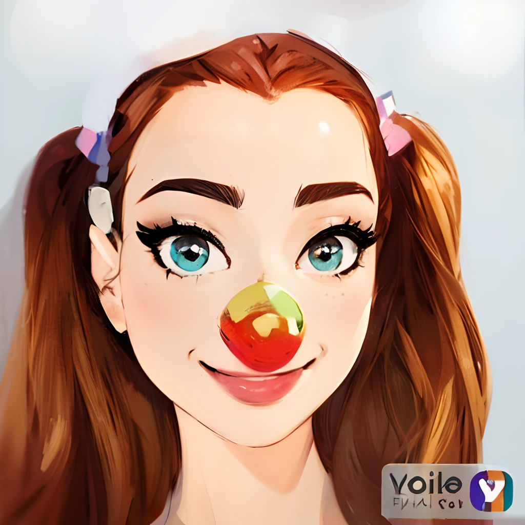 Mulher estilo dos desenhos animados, sorrindo.