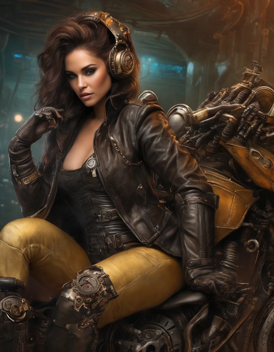 motor irreal:1.4,UHD,La mejor calidad:1.4, fotorrealista:1.4, textura de la piel:1.4, obra maestra:1.8, Hermosa mujer, cabello rojo, chaqueta de cuero negro, sexy, cyberpunk, Detalles realistas, cerca, Chaqueta de cuero negro retrato, white jeans, hermosas manos finas ,(cyberpunk:1.4),(cabello multicolor+rosado:1.3+amarillo:1.3),lingerie cyberpunk, Noche misteriosa,(detailed:1.4),(Special station:1.4)