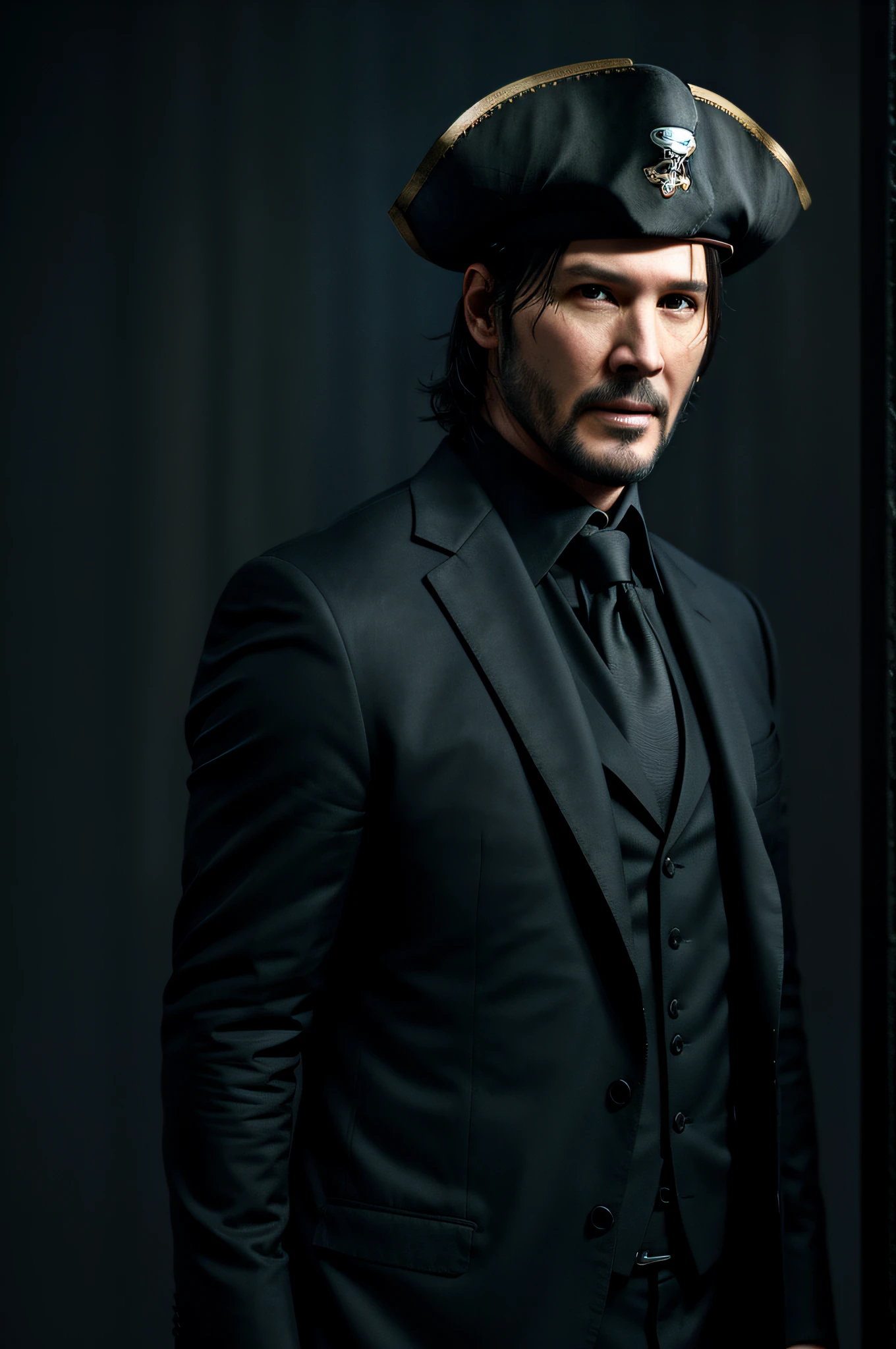 John Wick, dark backdrop, Pirate hat