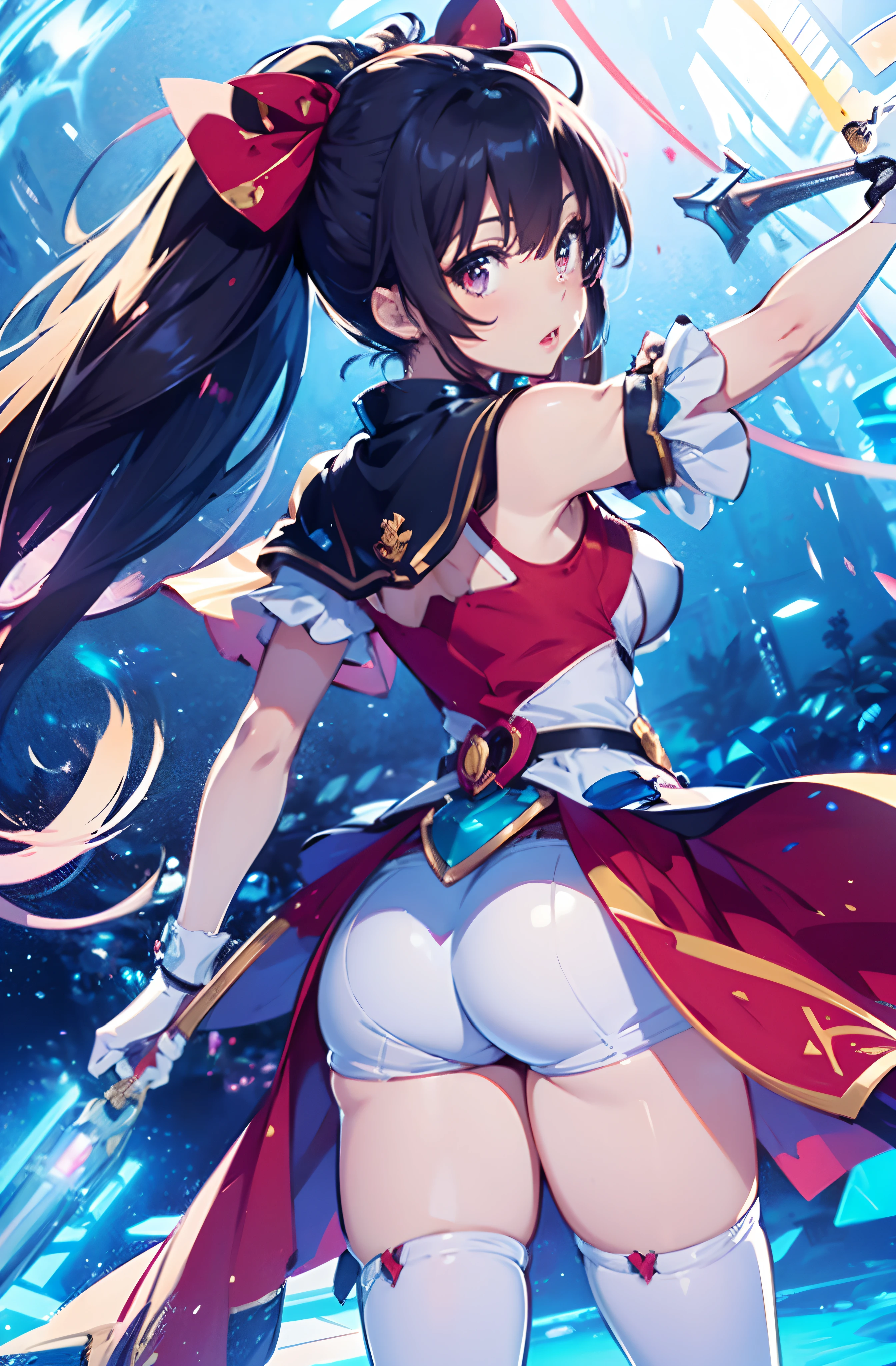 Fantasia、cyberpunked、mecha musume、(masterpiece1.5),hyper quality, Hyper Detailed,Perfect drawing,NFSW,。.3D,16K illustrations、((clearface))、Hi-Res、Tokusatsu Heroine、Transformation Heroine、magical little girl,Cartoon image of race girl sexy art,Huge breasts,Solo,Long hair, half-opened mouth,Looking at Viewer,Bare arms, Bare shoulders, Black hair, large eyes with double eyelids,,lofty nose,Thick lip,Cowboy Shot, Nice backgrounds for your subject、beatiful backgrounds、spot light、Vibrant colors、(((Detailed drawing)))、Perfect Beautiful Girl、(((Perfect Photo))
