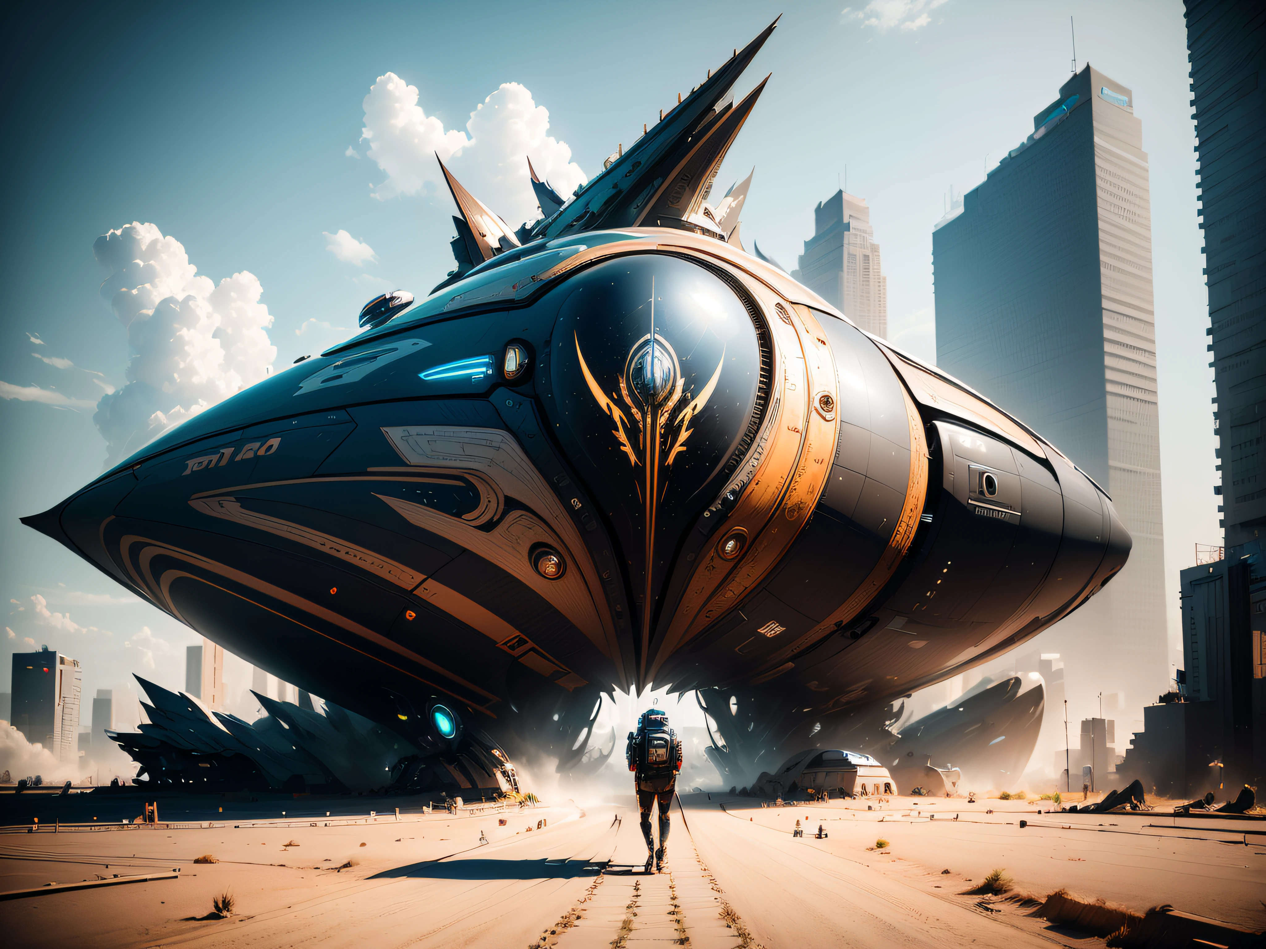 ((best quality)), ((masterpiece)), ((realistic)), (hyper detailed), Text "(TA 10K:1.4)" written on the outside of a futuristic spaceship travelling through space