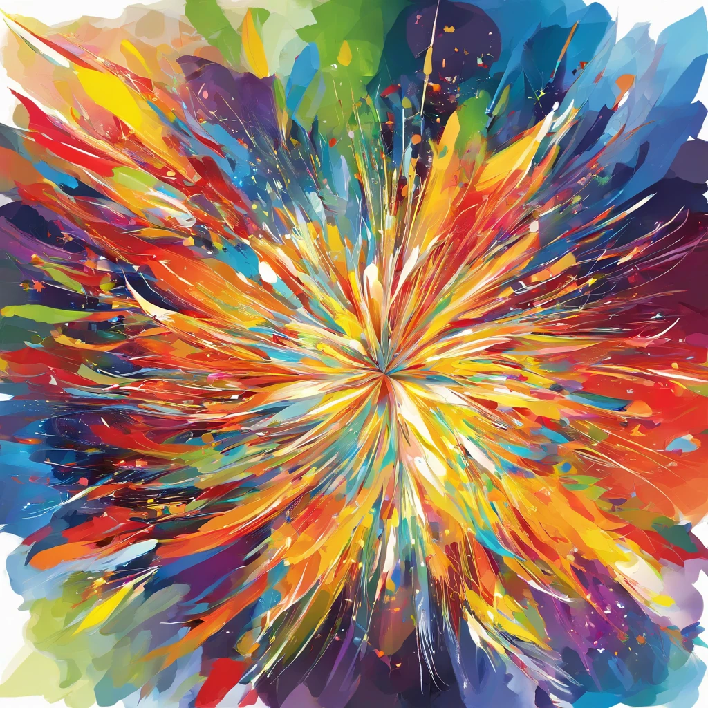 This is an abstract painting. It is based on fireworks.