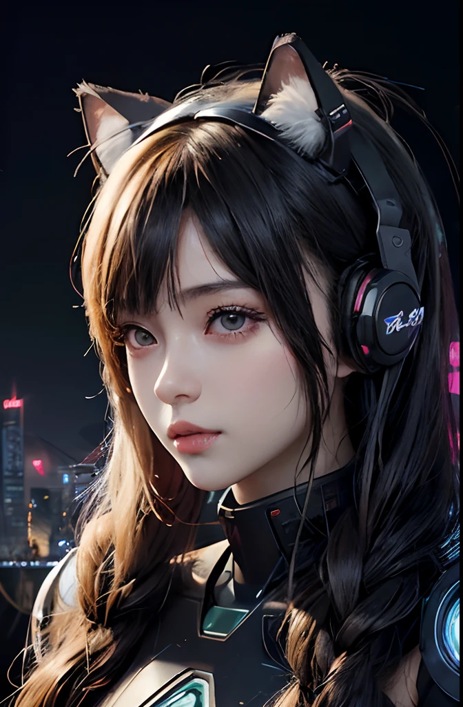 Anime girl in futuristic costume with cat ears and headphones, Cute cyborg girl, Digital Cyberpunk Anime Art, Cyberpunk anime girl mecha, female cyberpunk anime girl, Cyberpunk Anime Girl, beautiful girl cyborg, perfect android girl, anime cyberpunk art, portrait anime space cadet girl, dreamy cyberpunk girl, digital cyberpunk - anime art, Girl in Mecha Cyber Armor, cyberpunk beautiful girl