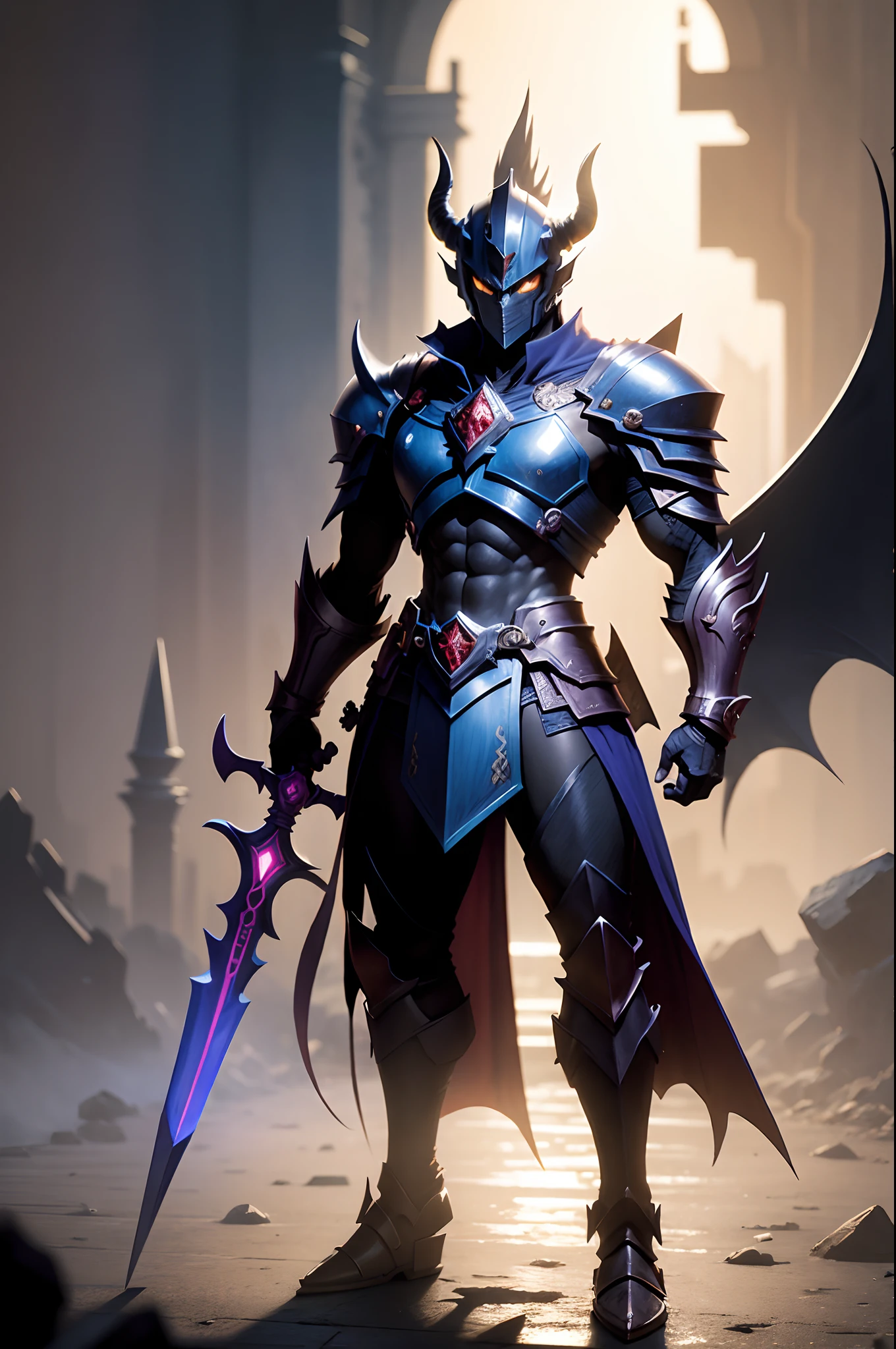 Yu-Gi-Oh Warrior monster dark Knight using sword in hand concept art Fantasy