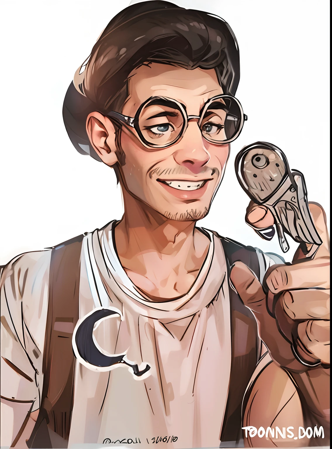 Caricatura, homem estilo dos desenhos animados.