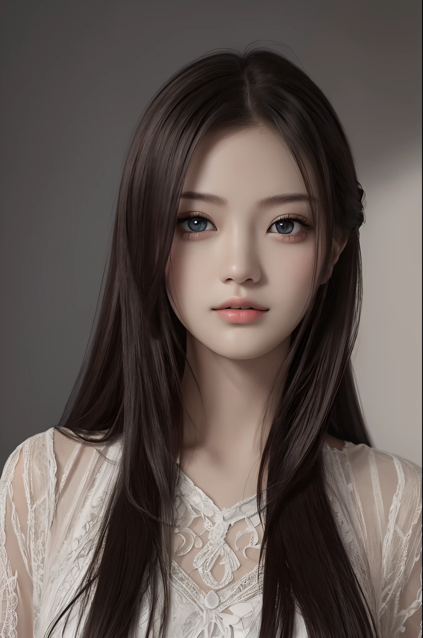 best qualtiy, tmasterpiece, 超高分辨率, (realisticlying:1.37), RAW photogr, 1girll, long whitr hair, beautidful eyes, beauitful face, Detailed eyes and face, no clothe, 动态照明, in the darkness nigth, deep shading, low tune, Cowboy shooting,