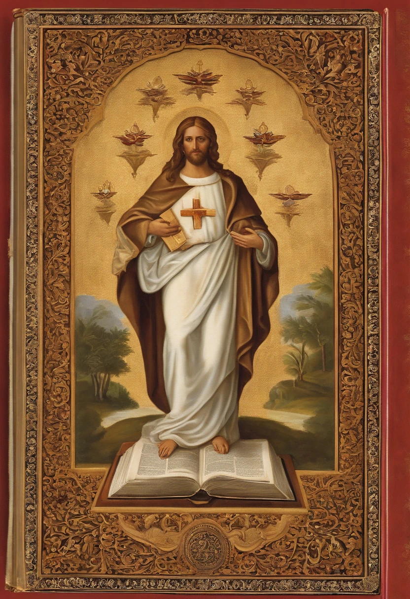 "Por favor, create a high-definition image of the Holy Bible that captures the reverence and spiritual significance of this holy book. The image should convey the historical and religious importance of the Bible, apresentando-a de forma digna e respeitosa. Use soft lighting to highlight cover and page details, enfatizando sua textura e envelhecimento, if applicable. Position the Bible in an environment that evokes a sacred environment, como uma prateleira de madeira em uma biblioteca antiga ou um altar iluminado. As cores devem ser sutis e a tipografia, Apresente-se, deve ser elegante e discreta. The image should inspire a sense of reverence and spiritual connection to the words and teachings contained in the Holy Bible."