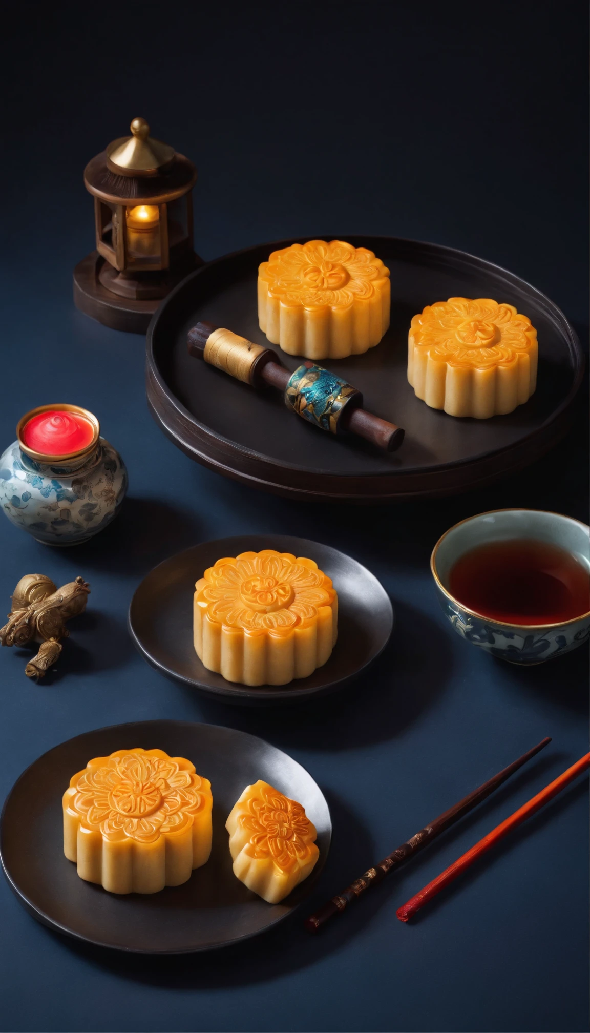 clew:Photos full of Mid-Autumn Festival atmosphere,It showcases delicious mooncakes and bright moons。in the photo,A beautiful mooncake is placed in a traditional mooncake box,The surface of the mooncake is painted with delicate patterns and patterns,Exudes an enticing aroma。Next to the mooncake box is a guzheng and a bouquet of brightly colored chrysanthemums,adding to the festive ambiance。in distance,Bright moonlight illuminates the tranquil landscape,The moon hangs in the sky,It's as if you're close to the audience。
Take this photo,I chose a high-performance digital camera,Such as the Sony Alpha 7R IV,Paired with a high-quality macro lens,Such as the Sony FE 90mm f/2.8 宏 G FAQ。The camera is set at the appropriate aperture,Such as f/4,Ensure clarity of mooncakes and details。Select the appropriate value for the shutter speed,Determine the brightness and detail of the photographed moon。White balance is set to the appropriate mode,Restore authentic colors and atmosphere。
During filming,I focus on capturing the details and colors of mooncakes,and the brightness and shape of the moon。By adjusting the light and angle,I tried to highlight the deliciousness and deliciousness of mooncakes,And the purity and mystery of the moon。ao mesmo tempo,I also used proper background arrangements and props,In order to create a strong Mid-Autumn Festival atmosphere。
The final photo will present a picture full of the atmosphere of the Mid-Autumn Festival,Delicious mooncakes and bright moons are recorded。Every element in the photo conveys a feeling of warmth and blessing,Let the audience feel the joy and reunion of the Mid-Autumn Festival。